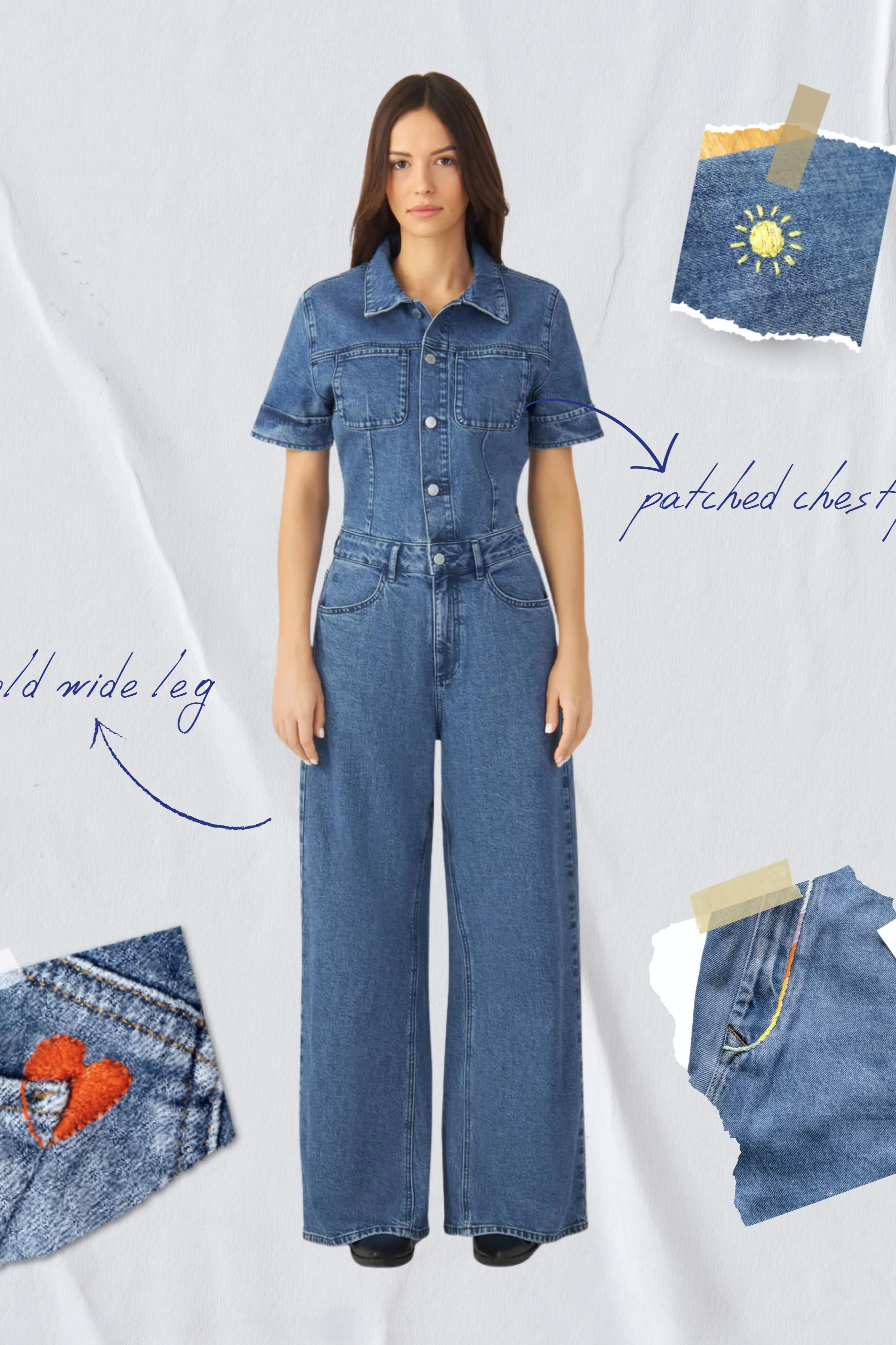 DAWN Damen vegan Jumpsuit Twitter Kunst Auf Scherben Medium Blau