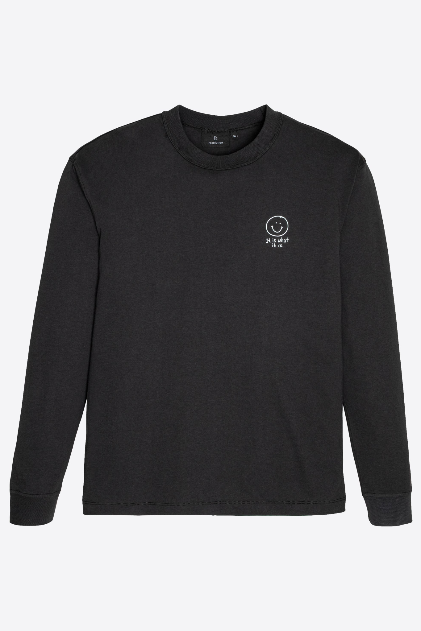 Recolution Herren vegan Longsleeve Papaya Smiley Schwarz