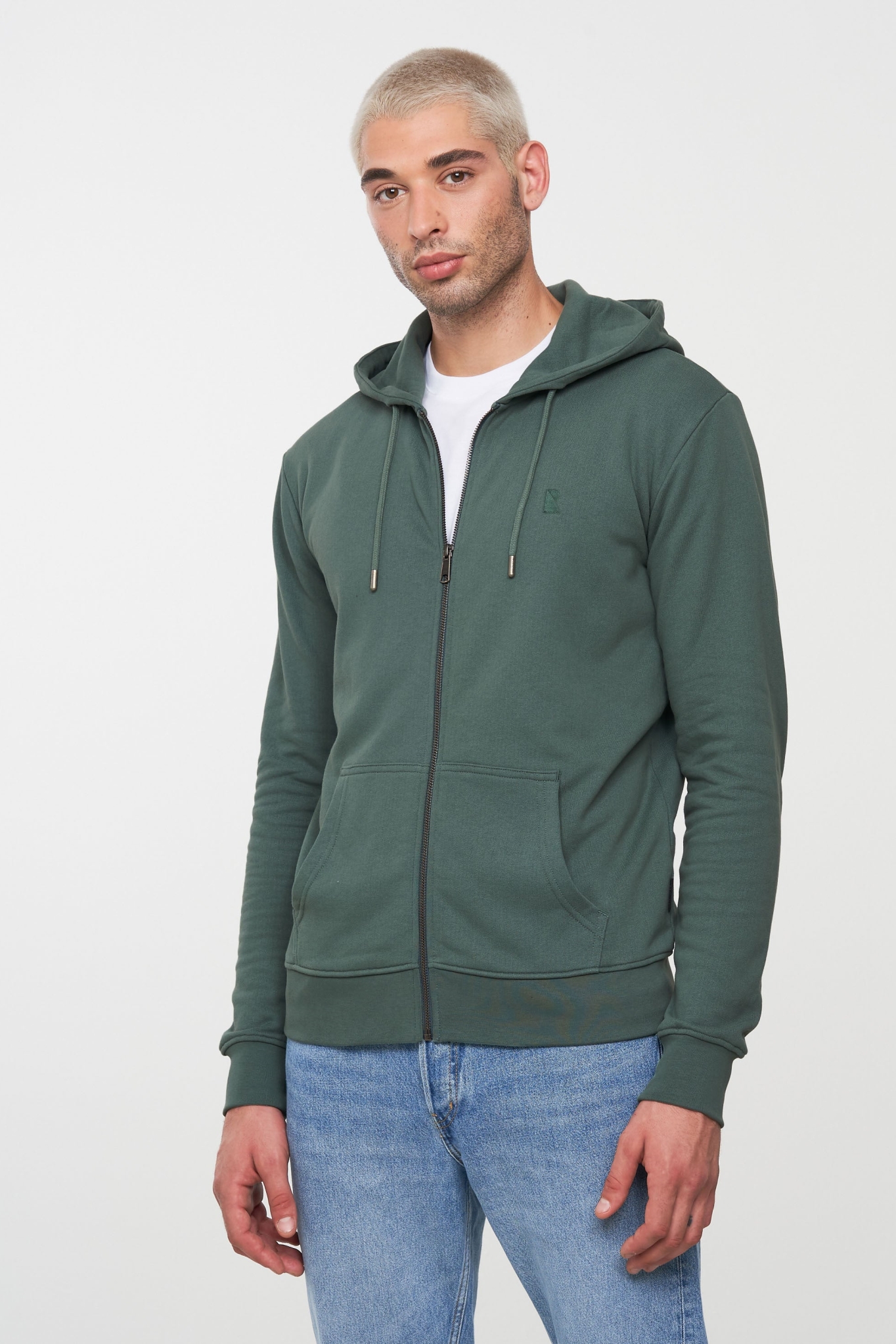 Image of Recolution mannen vegan Hoodie Met Rits Birch Eucalyptus