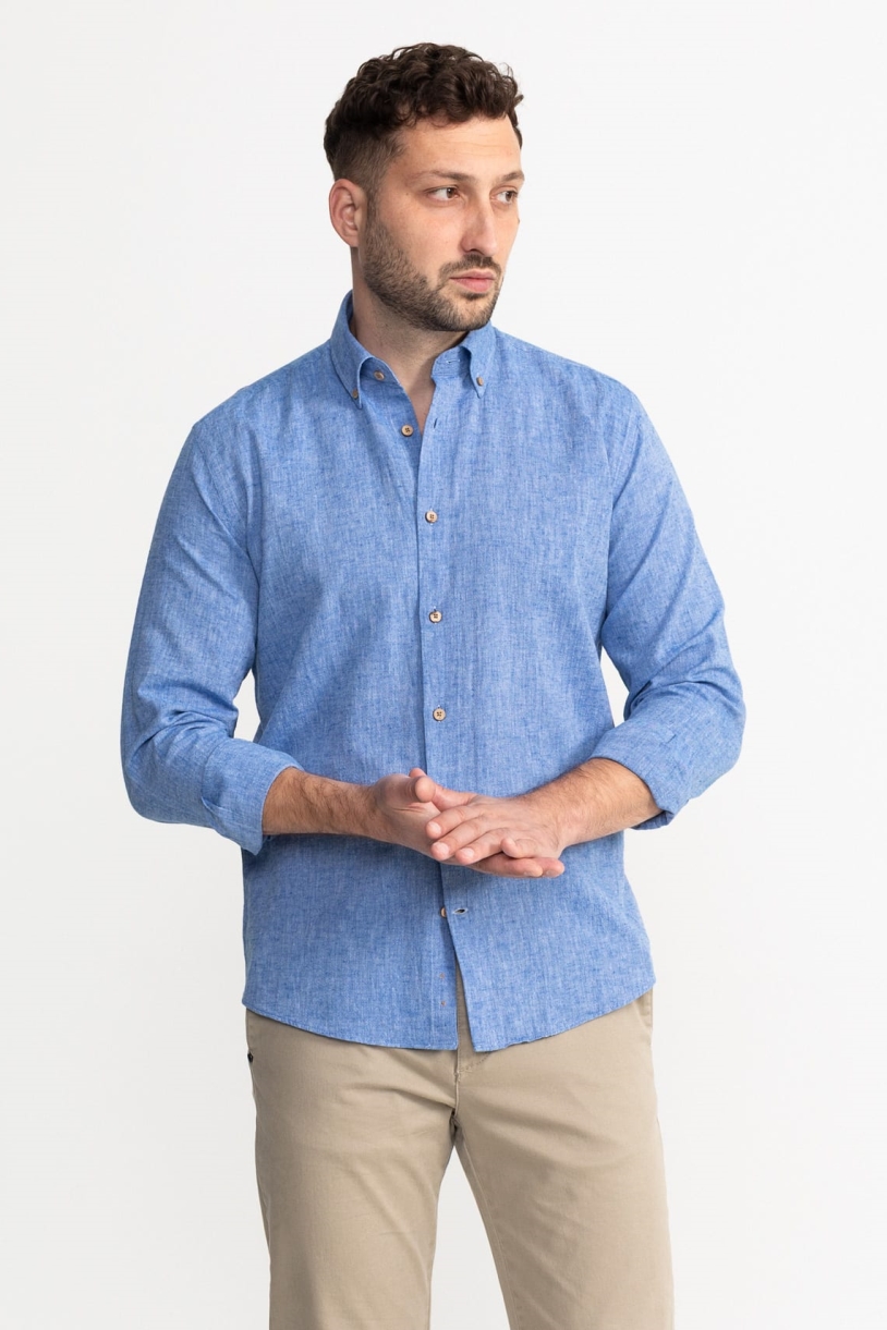 Image of De IONESCU mannen vegan Shirt Godeanu Zeeblauw