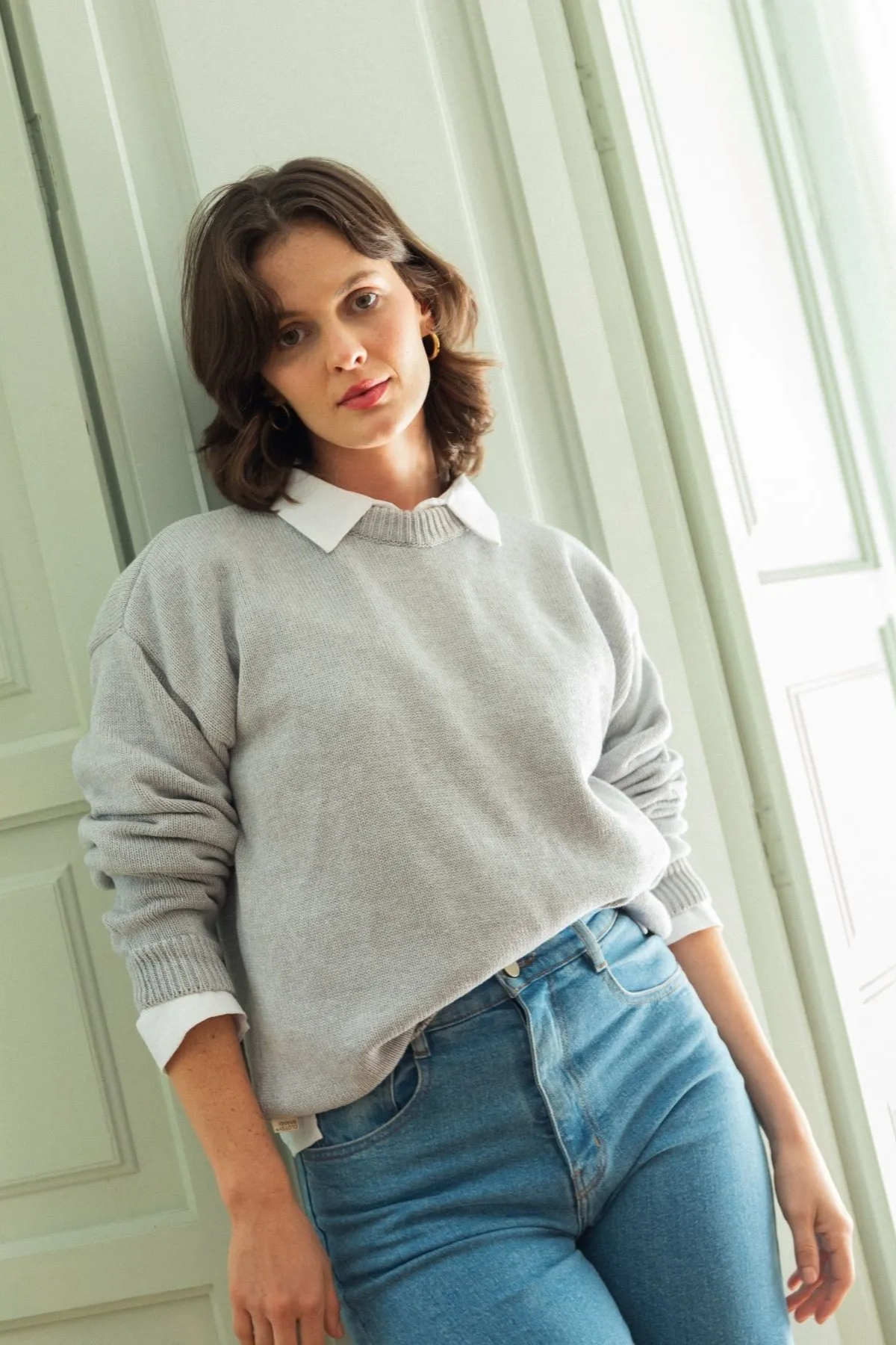 Clotsy Damen vegan Pullover Irene Grau