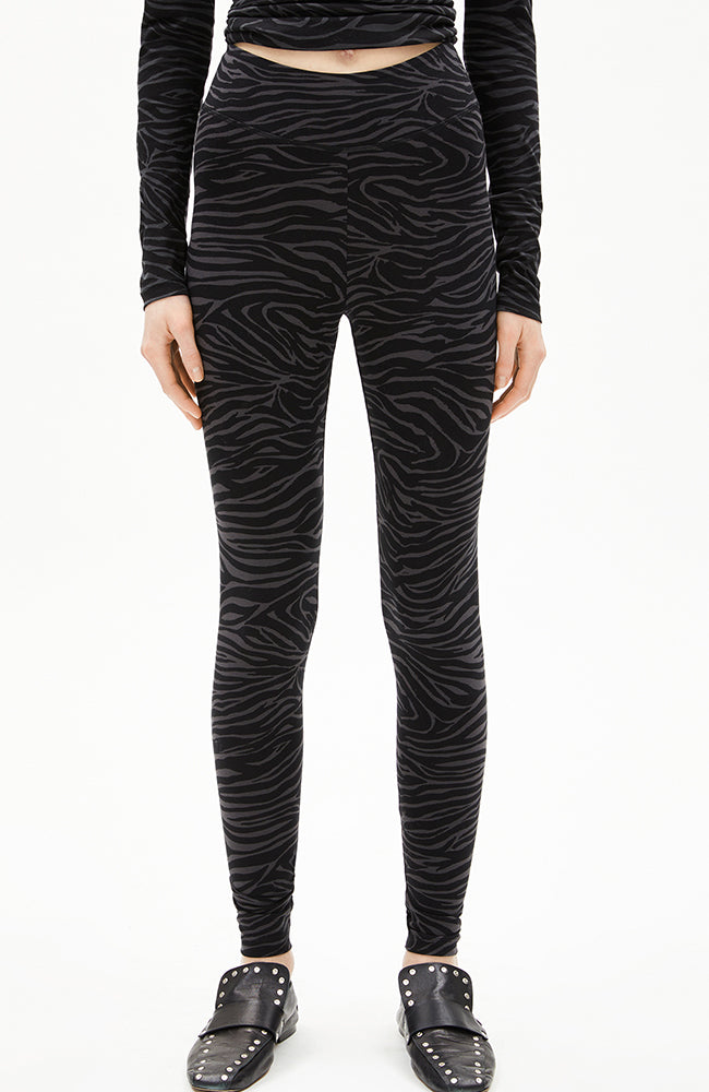 ARMEDANGELS womens vegan Leggings Faribaa Zebraraa Black