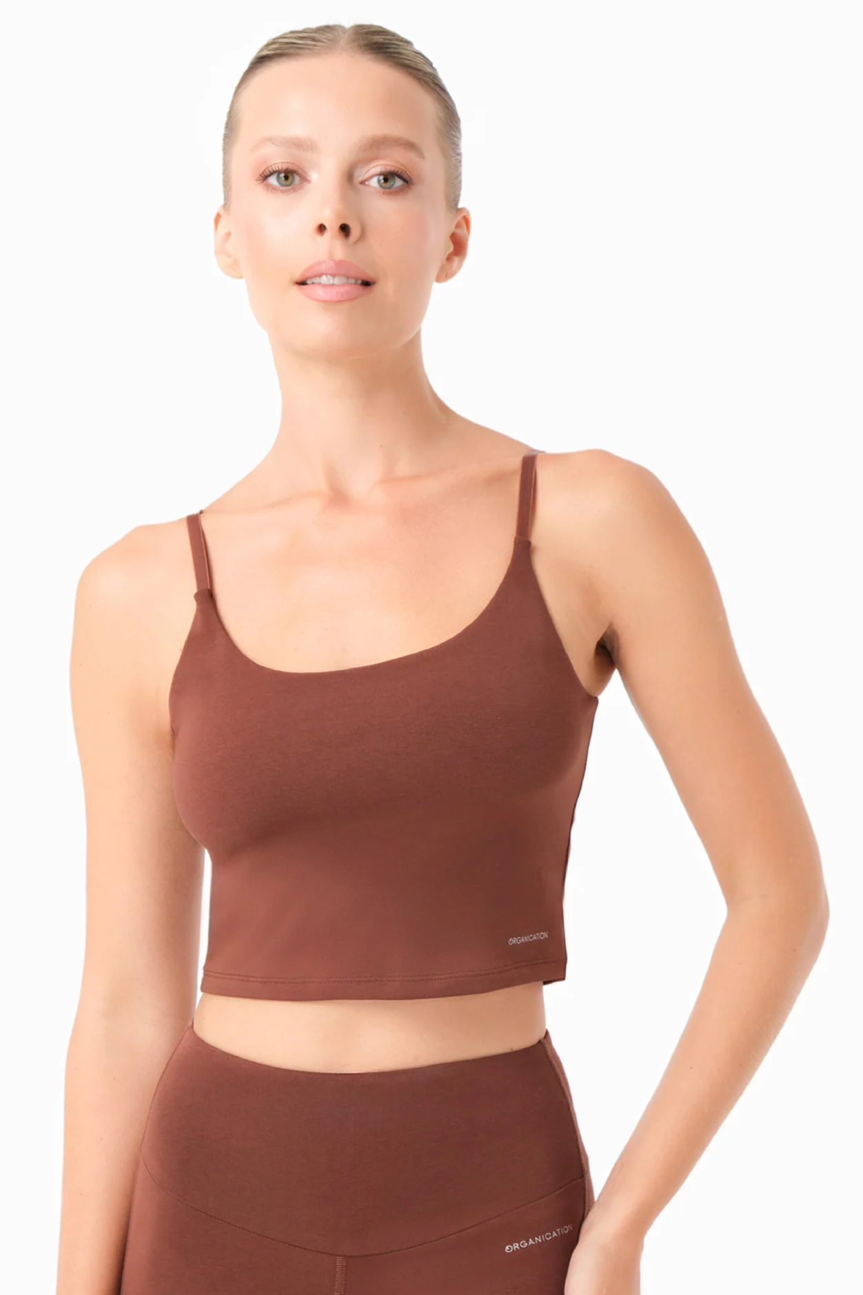 ORGANICATION womens vegan Crop Top Tarra Coffee Brown