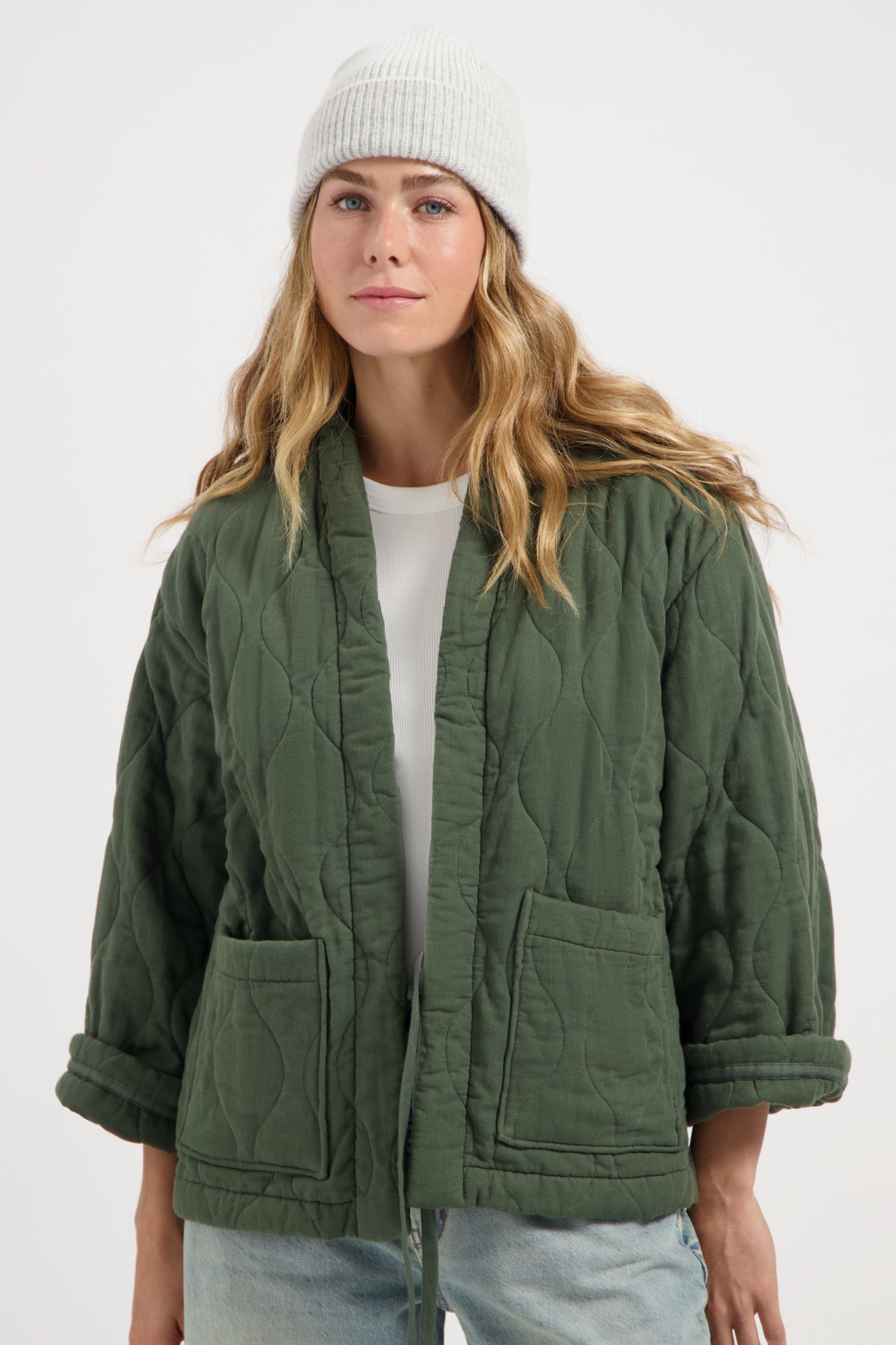 Kuyichi Damen vegan Jacke Gepolstert Nika Moosgrün