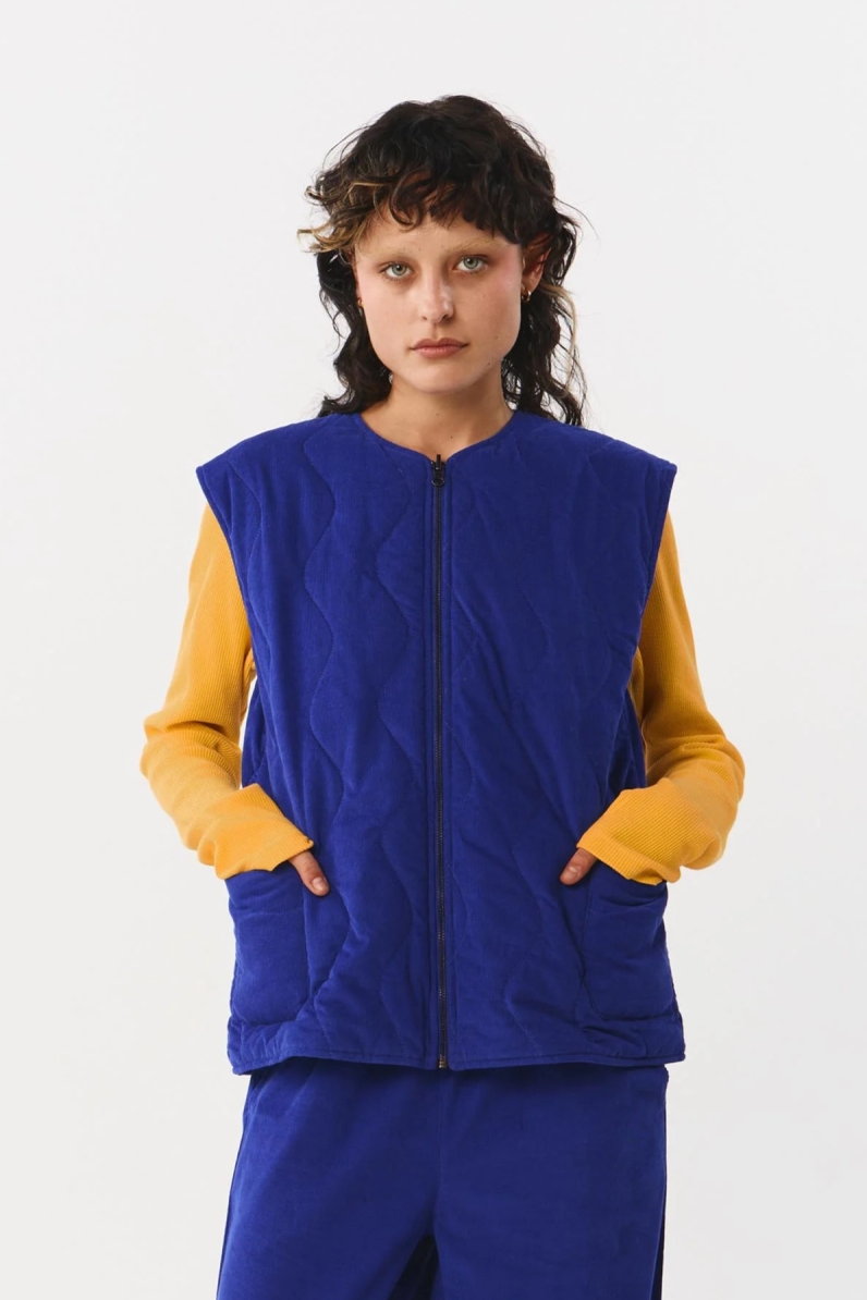 109833 - Damen vegan Vest Cord Davie KÃ¶nigsblau