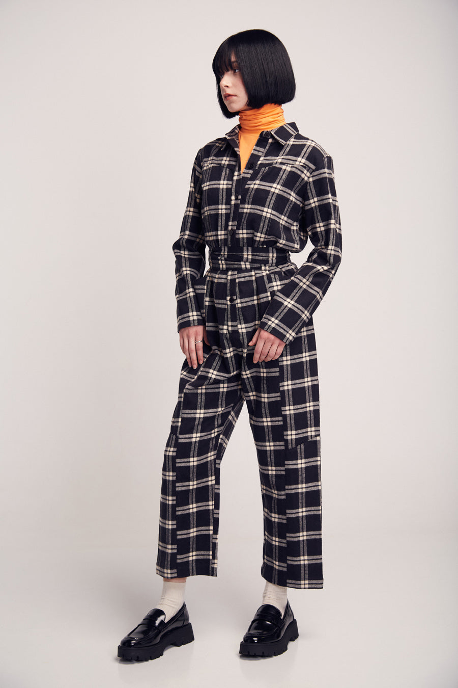 SUITE13LAB Damen vegan Jumpsuit Gorgal Check Schwarz