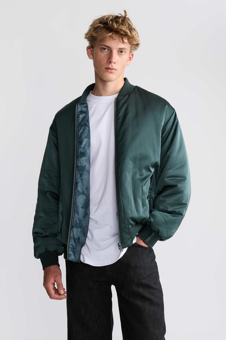 Image of Yahmo mannen vegan Omkeerbare Bomberjack Konrad Shadow/Petrol