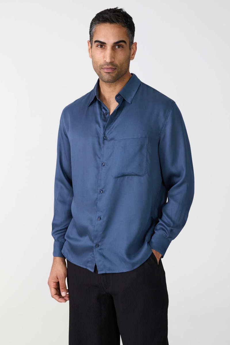 109857 - Herren vegan Hemd Hans Blau