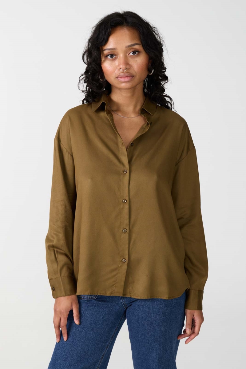 Image of Yahmo dames vegan Shirt Mona Brown