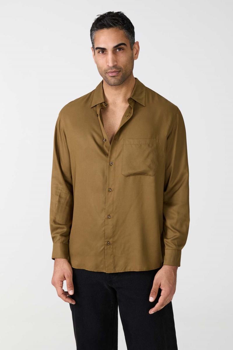 Image of Yahmo mannen vegan Overhemd Hans Brown