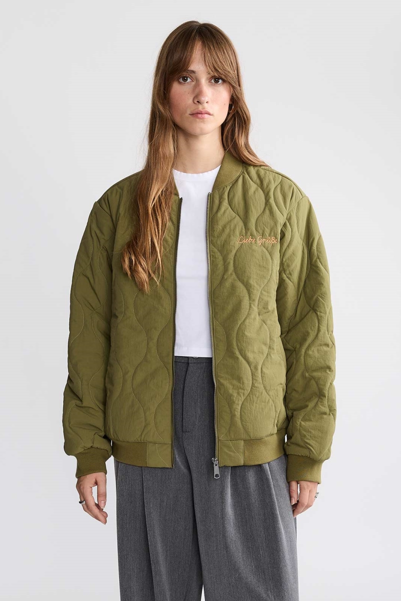 Image of Yahmo dames vegan Gewatteerde Bomberjas Trudi Olive