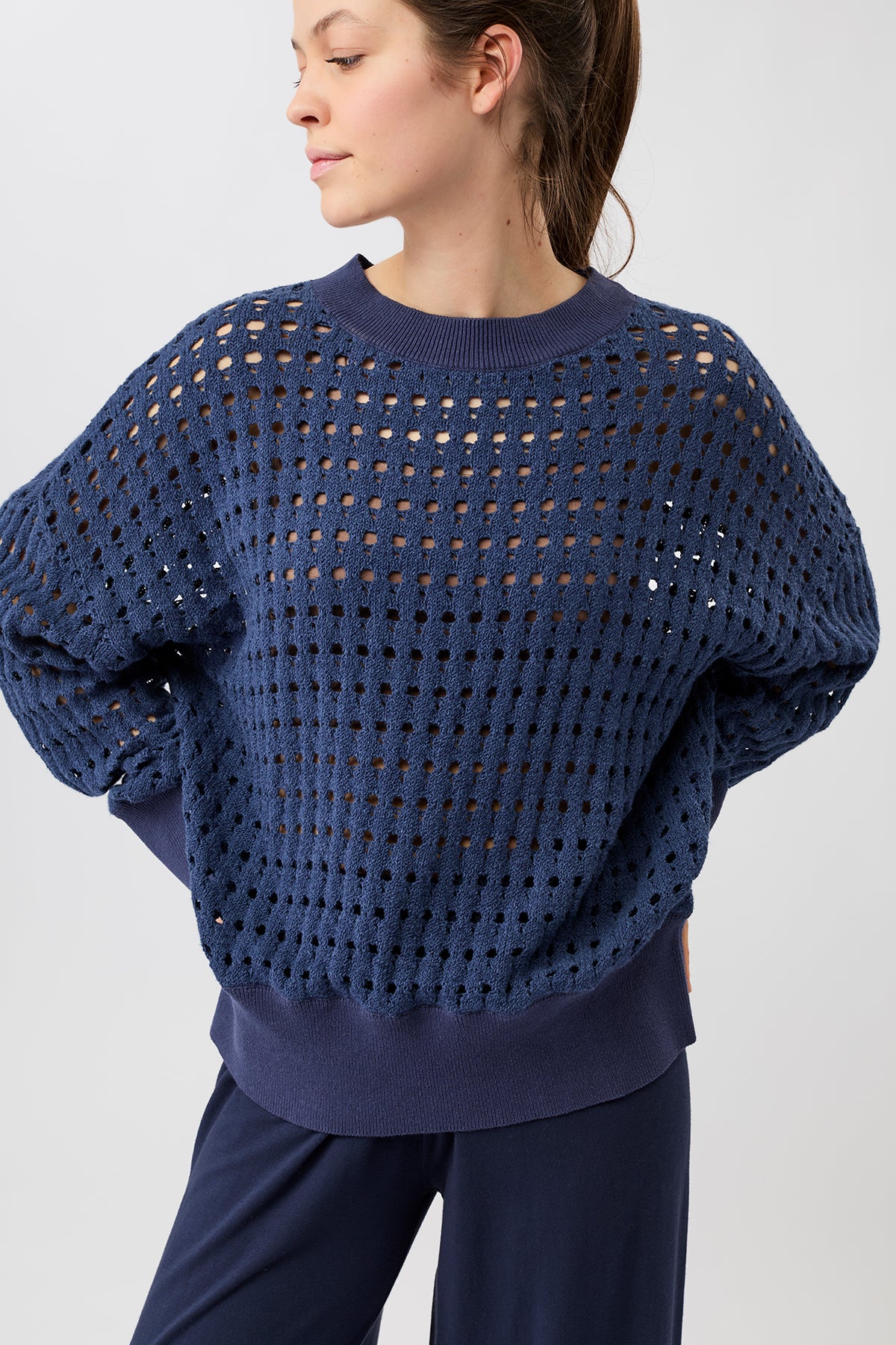 Mandala Damen vegan Strickpullover Blau Pulse