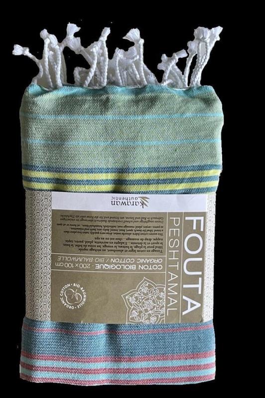 Karawan unisex vegan Towel Fouta Sud Adriatic Striped