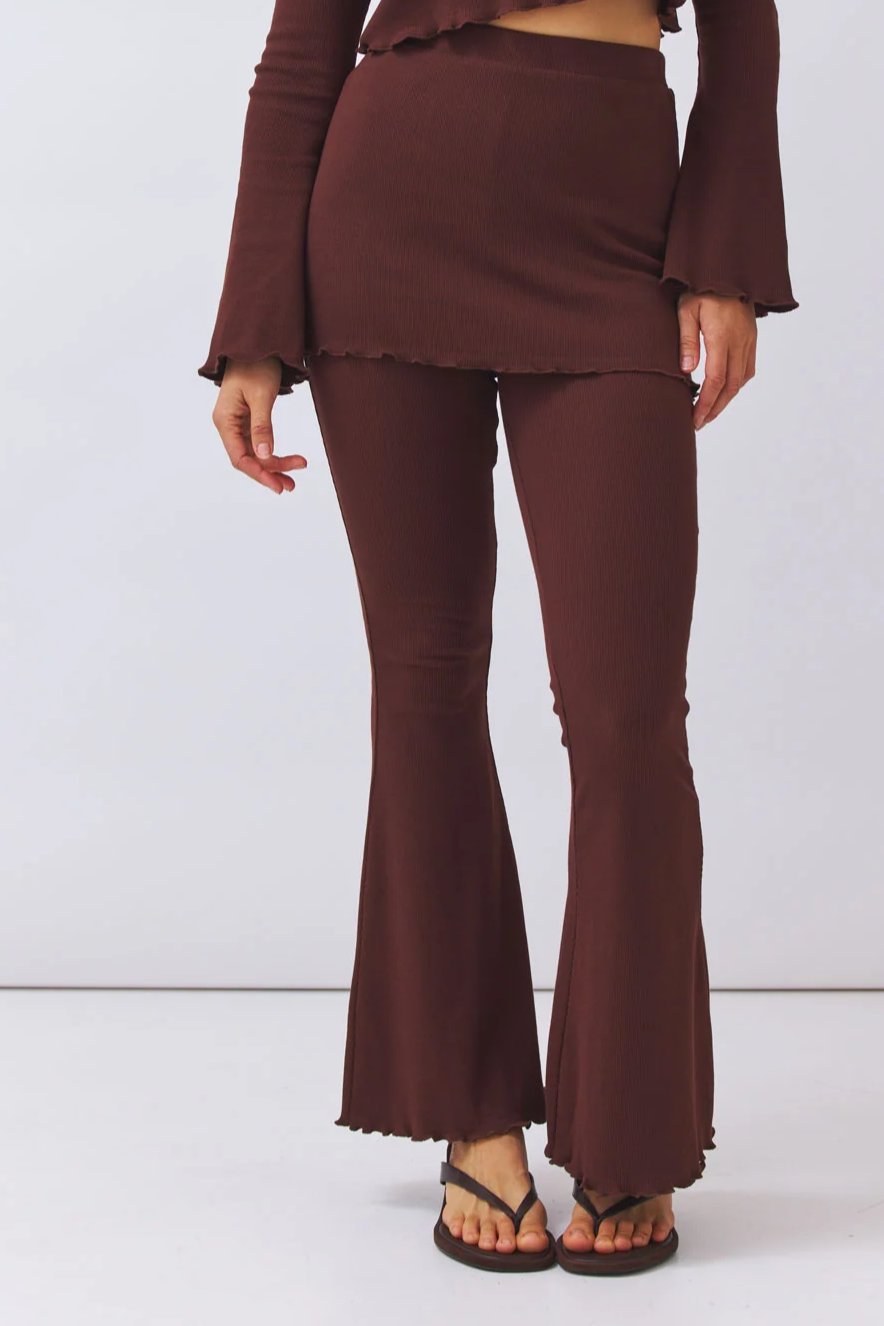 BaÃ¬ge the Label Damen vegan Hose - Rock Flared Batari Dark Chocolate