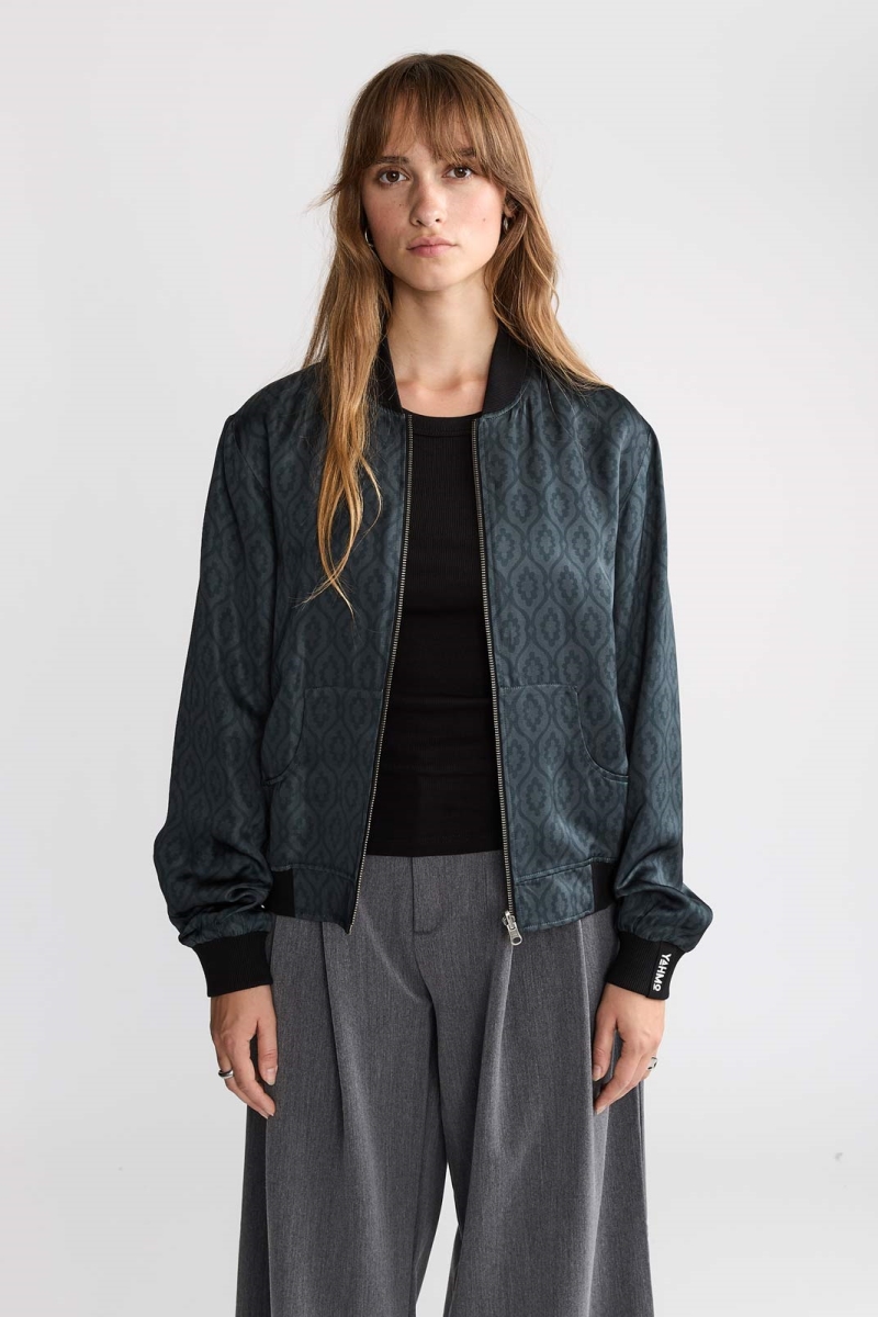 Image of Yahmo dames vegan Omkeerbare Bomberjack Ruth Opal/Zwart