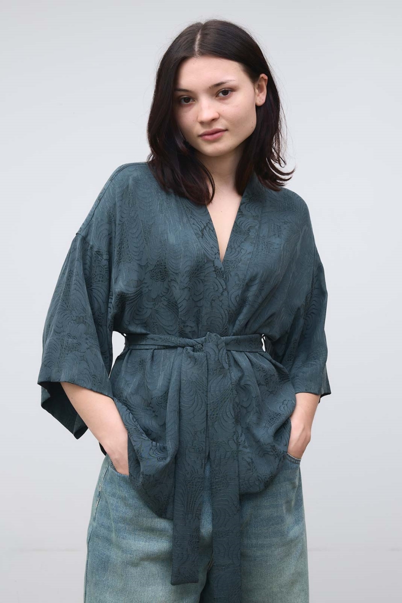 Image of Yahmo dames vegan Kimono Gerda Eclipse Blauw