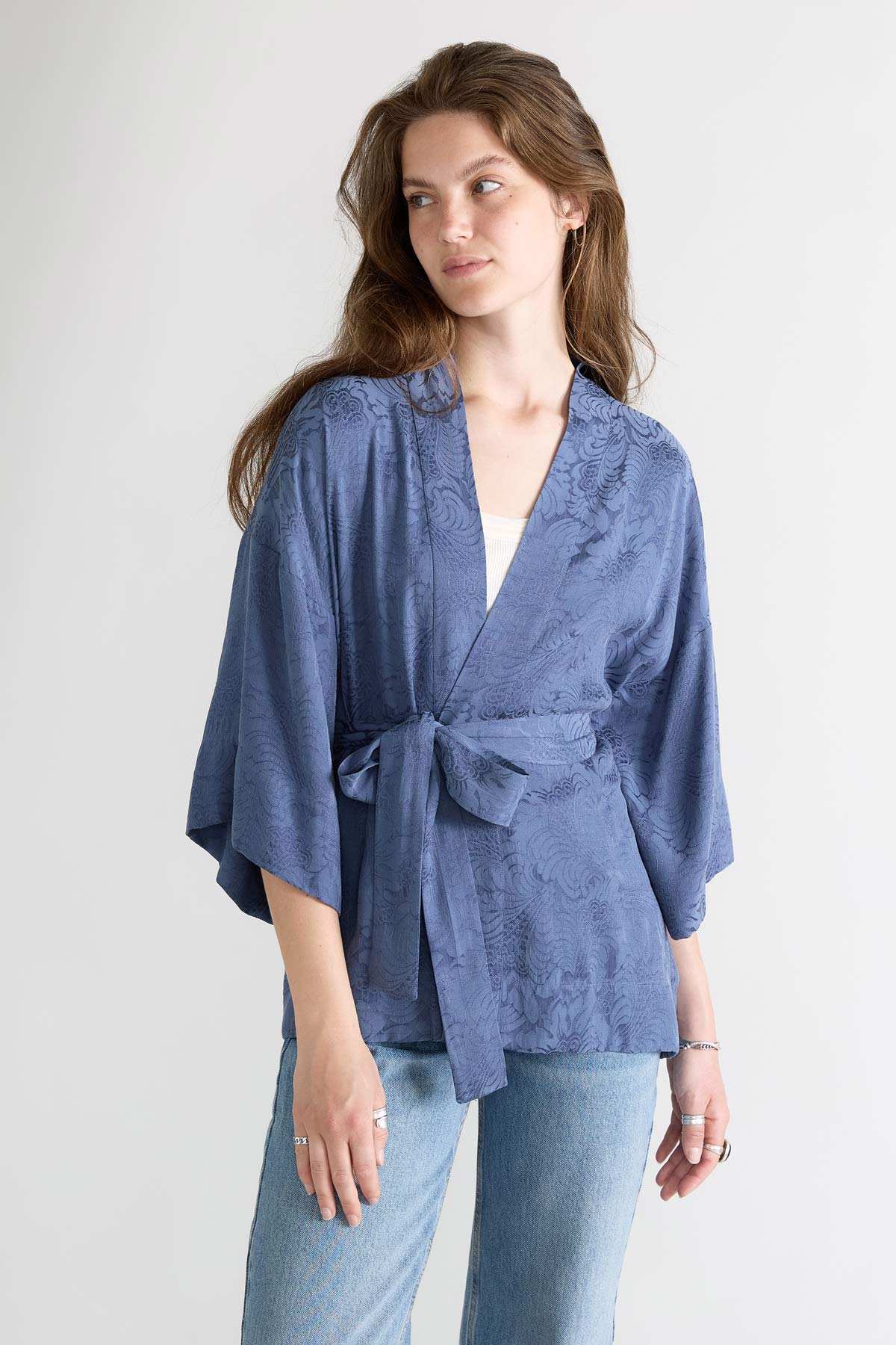 Image of Yahmo dames vegan Kimono Gerda Zen Indigo