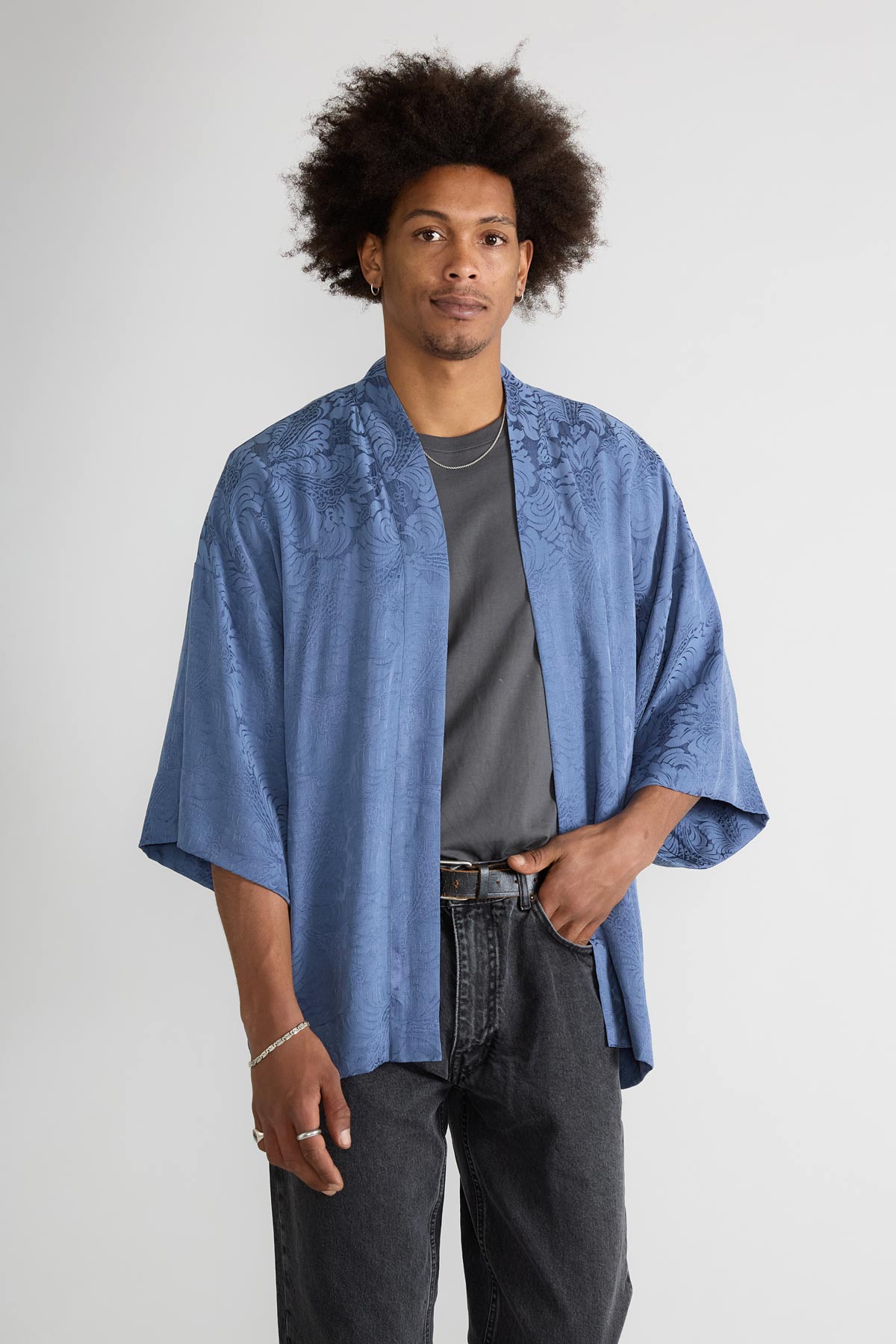 Image of Yahmo mannen vegan Kimono Cardigan Erich Zen Indigo