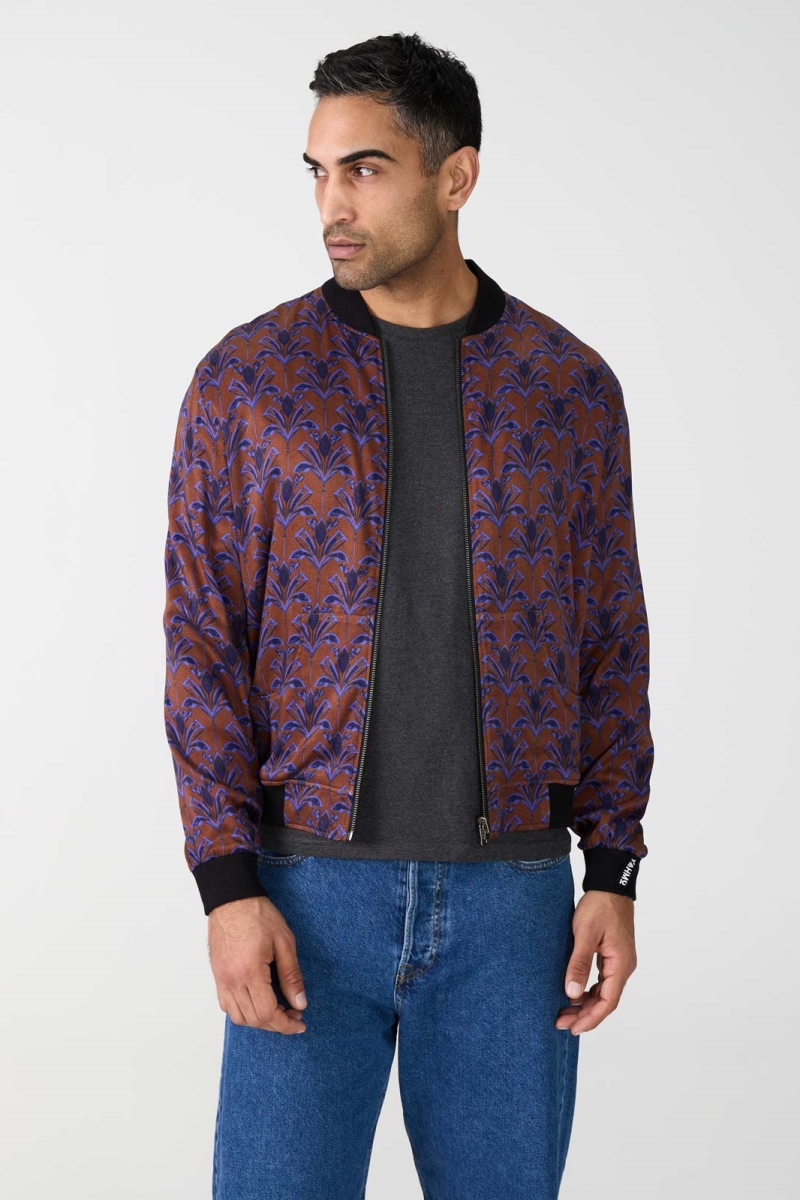 Image of Yahmo mannen vegan Jas Bomber Omkeerbaar Laslo Moka/Marineblauw