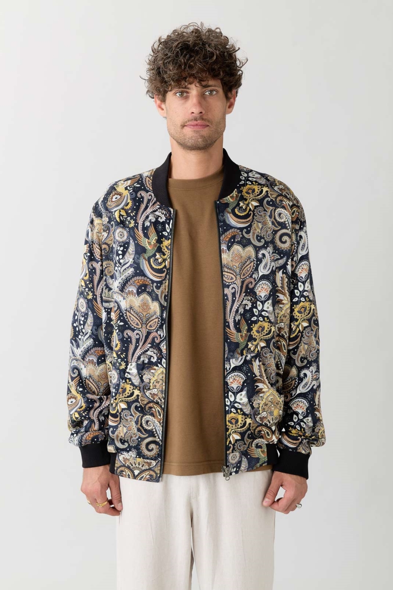 Image of Yahmo mannen vegan Omkeerbare Bomberjack Laslo Bird/Navy