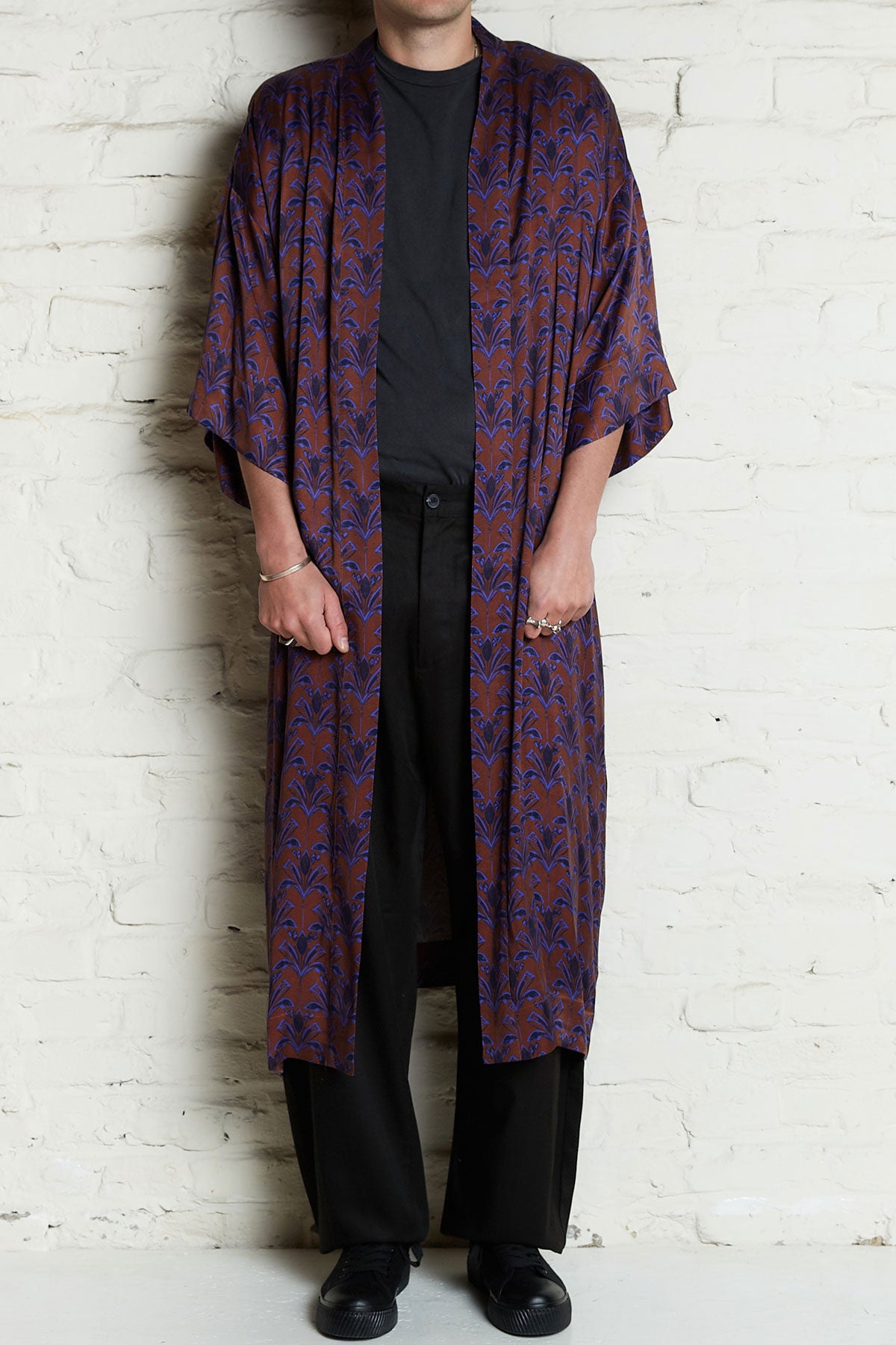 Yahmo Herren vegan Kimono Kalle Moka Braun/Violett