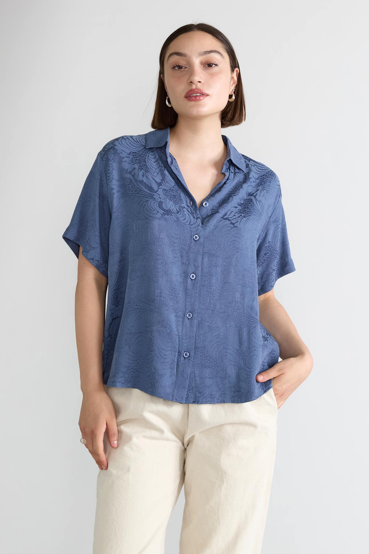 Image of Yahmo dames vegan Shirt Lotte Zen Indigo