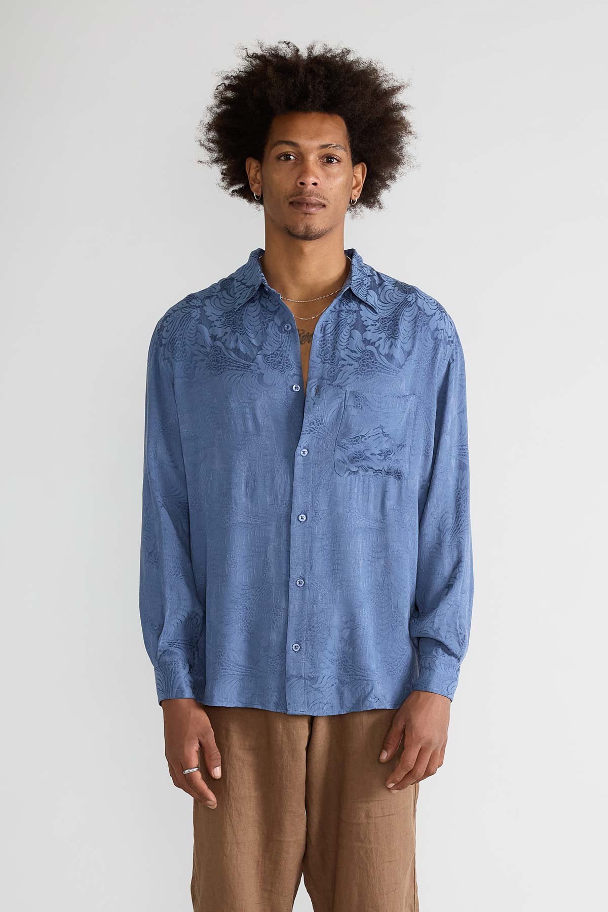 Yahmo Herren vegan Hemd Hans Zen Indigo