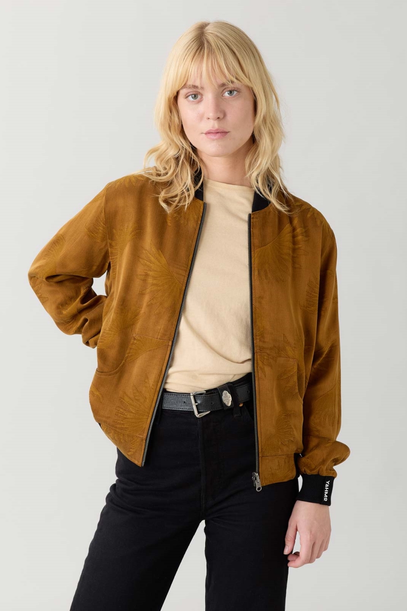 Yahmo Damen vegan Jacke Bomber Reversible Ruth Sandelholz/Schwarz