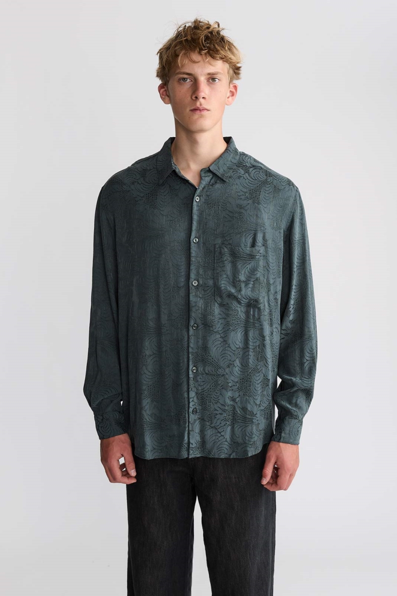 Yahmo Herren vegan Hemd Hans Eclipse Blau