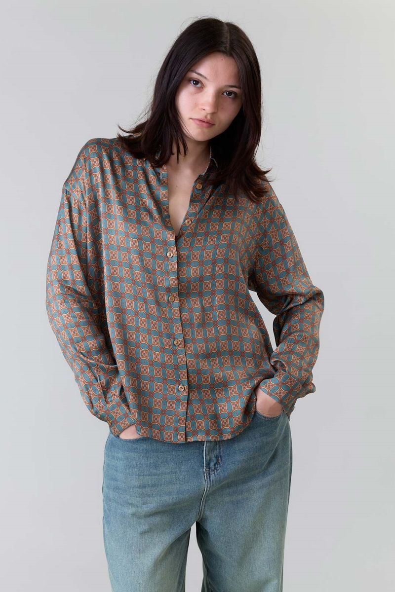 Yahmo Damen vegan Hemd Mona Atlas Blau