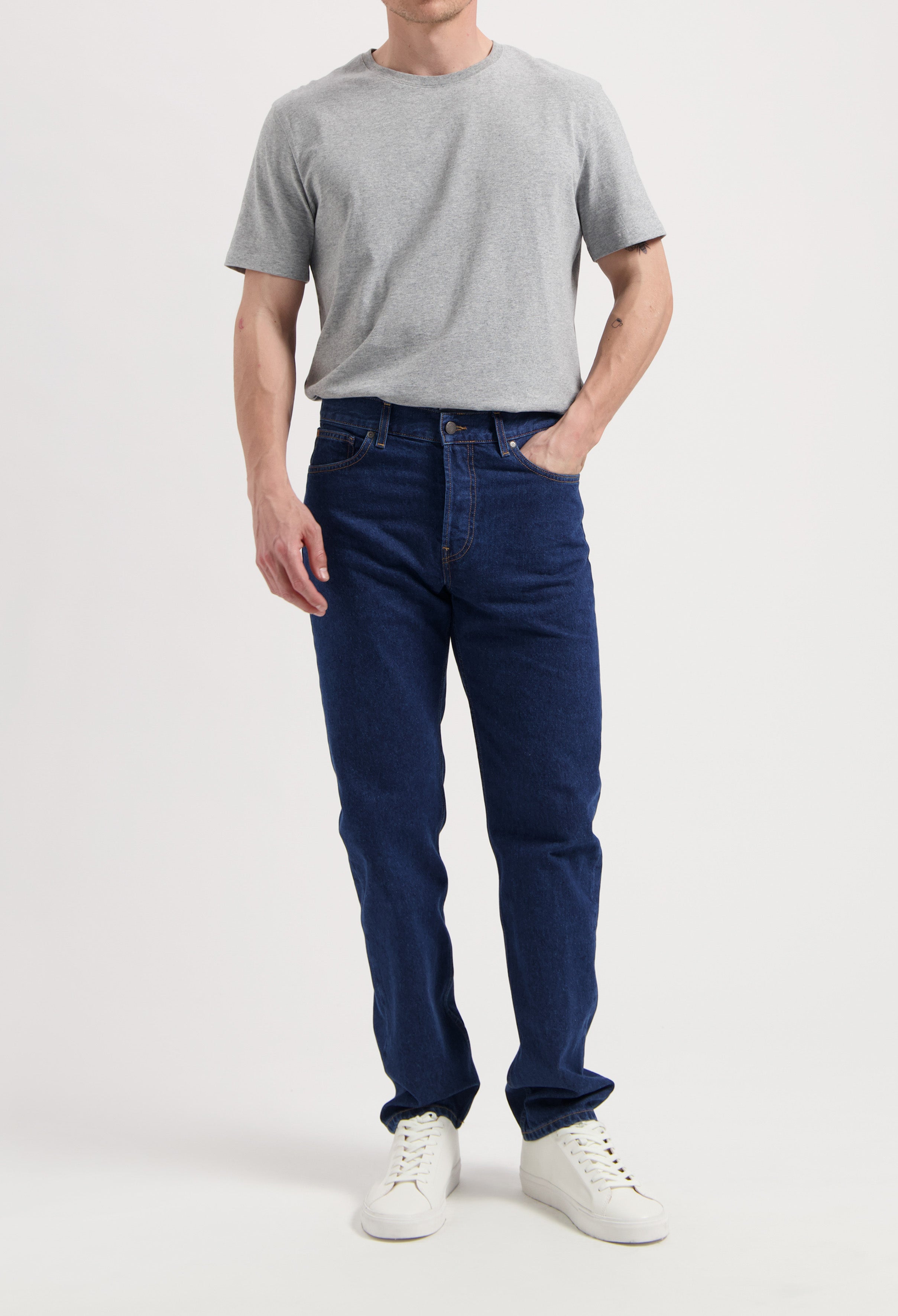 Image of MUD Jeans mannen vegan Jeans Mid Straight John Stone Indigo