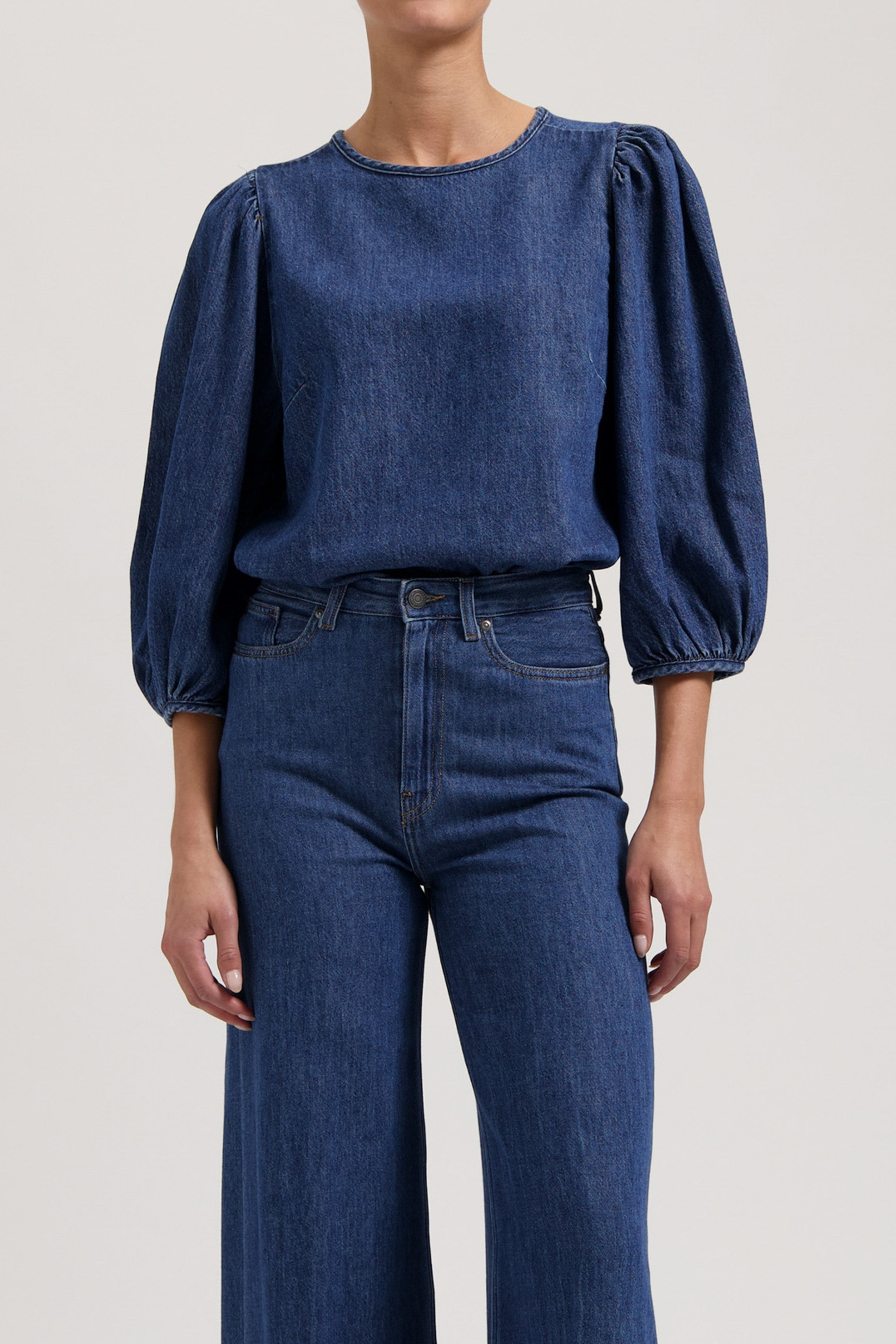 Image of MUD Jeans dames vegan Shirt Gloria Stone Indigo