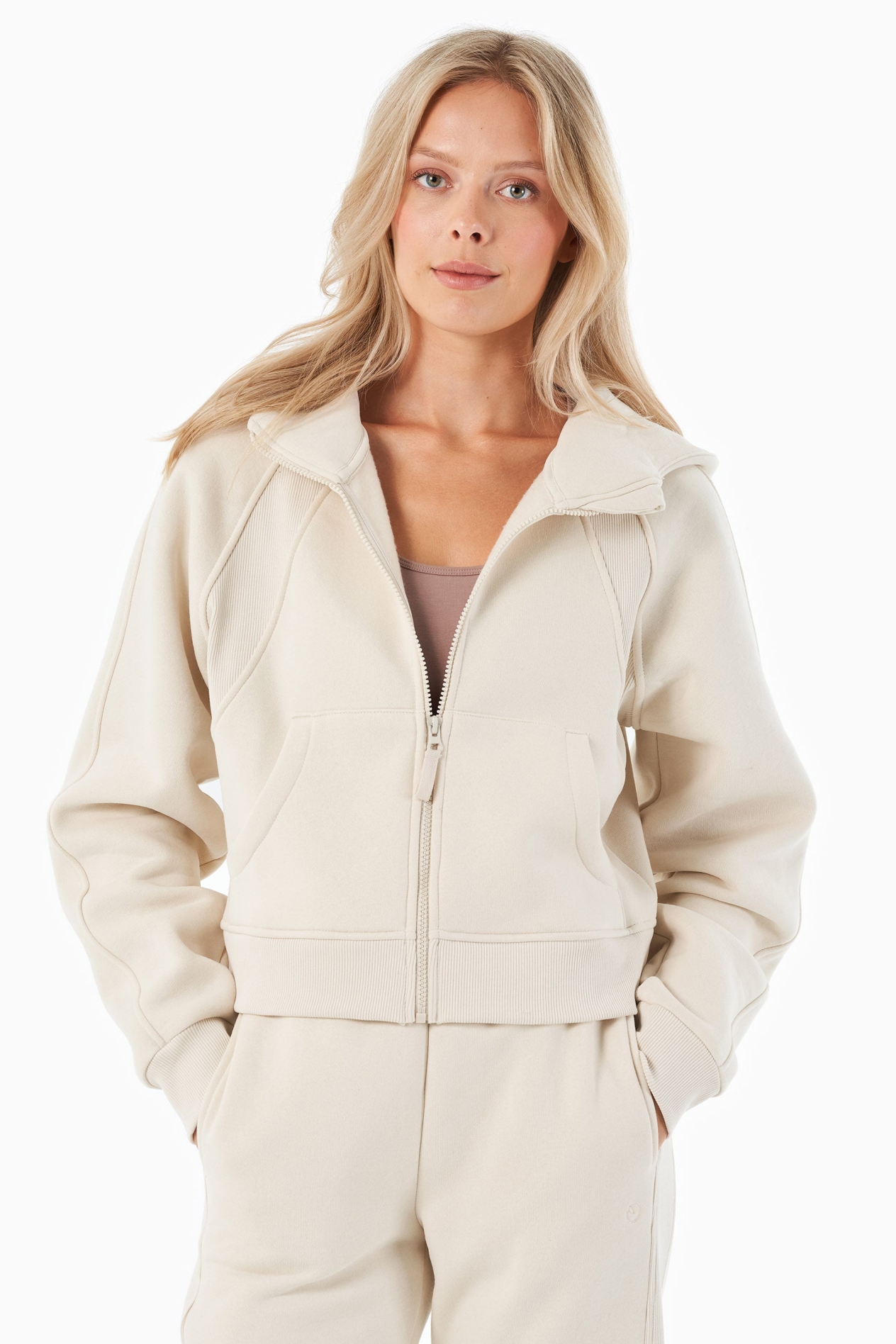 Image of ORGANICATION dames vegan Hoodie Met Volledige Ritssluiting Joddy Off White