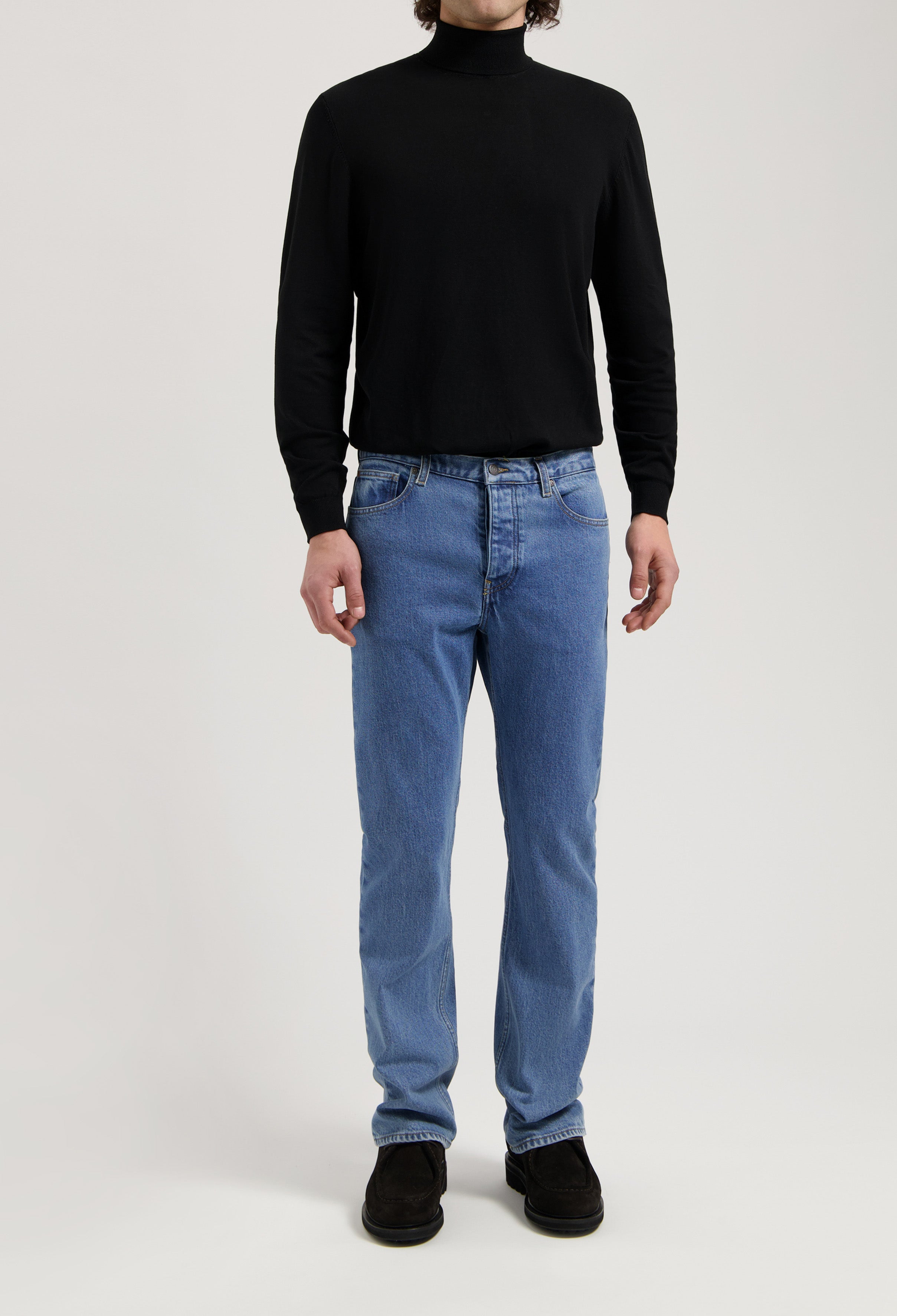 Image of MUD Jeans mannen vegan Leo Stone Vintage Jeans Met Middellange Bootcut Pijpen, Blauw