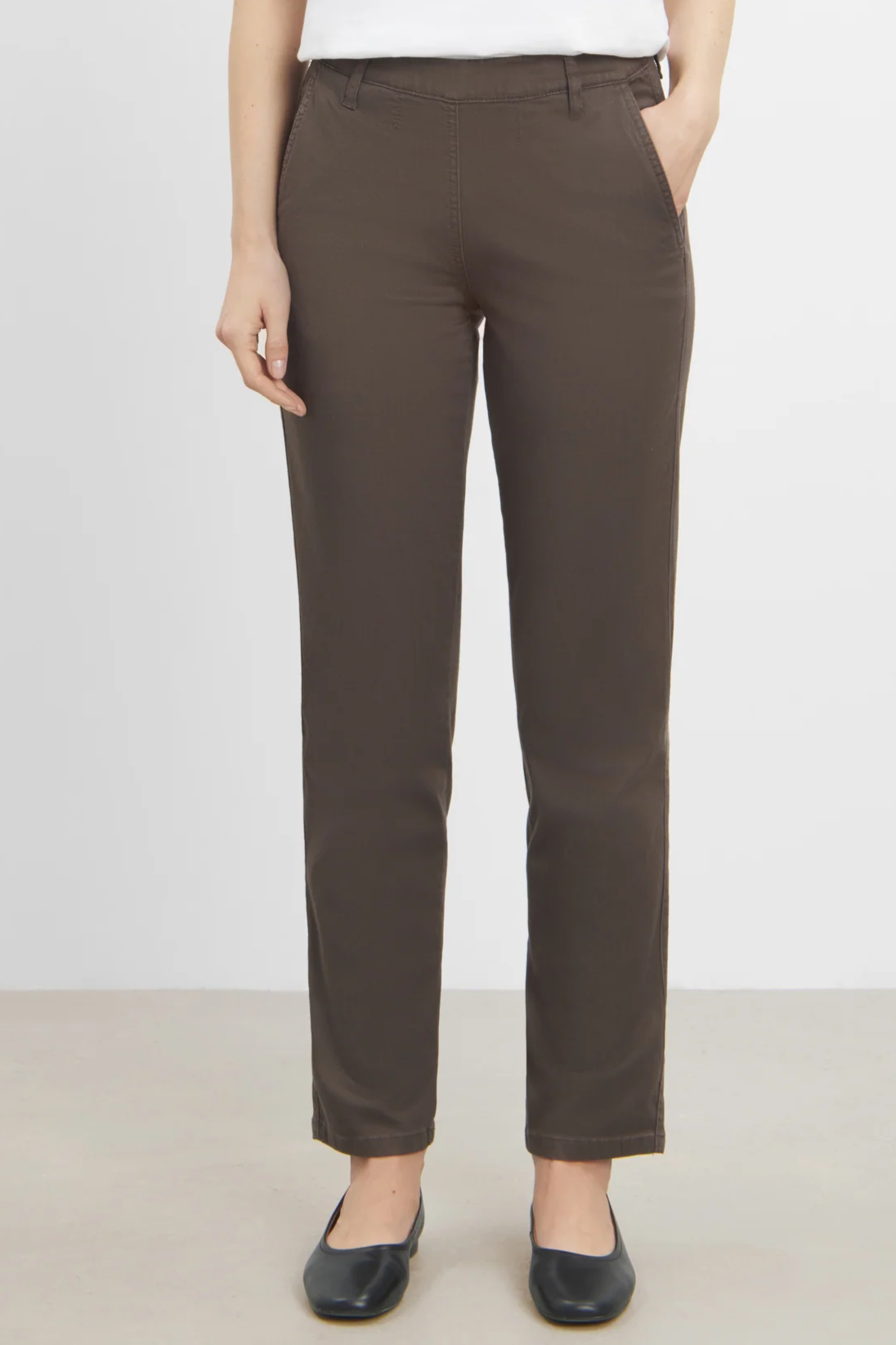 Image of LAURIE dames vegan Taylor Broek, Normale Korte Lengte, Bruin