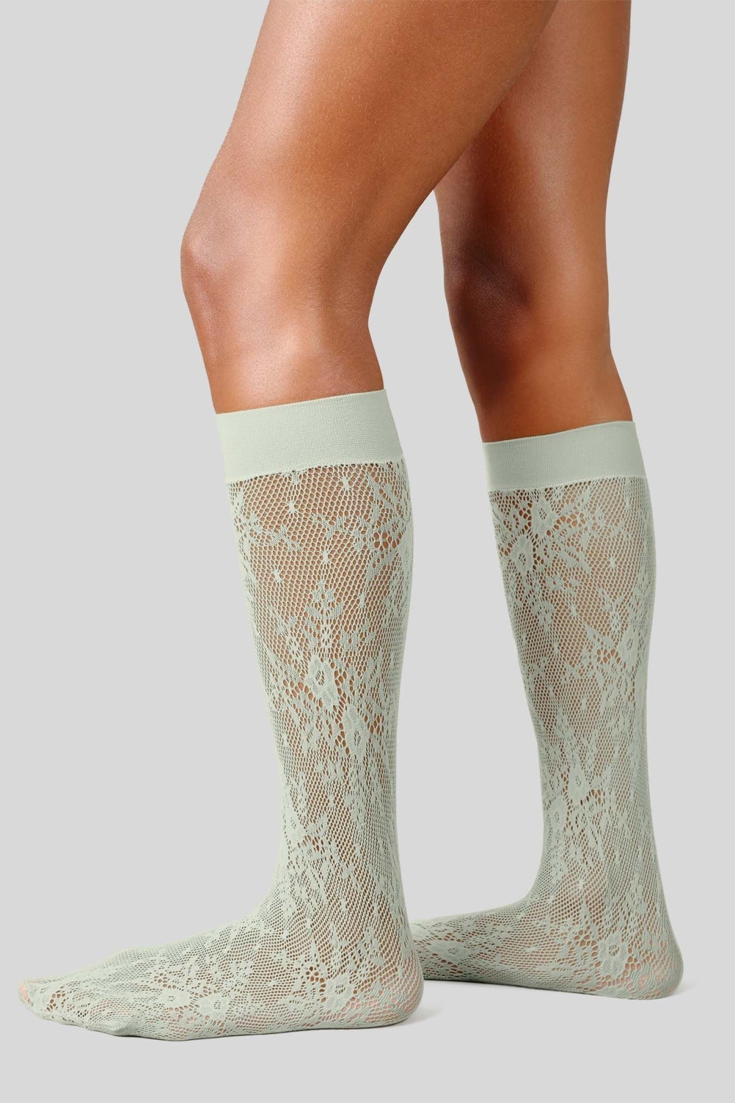 Swedish Stockings womens vegan Lace Knee Highs Rosa Mint