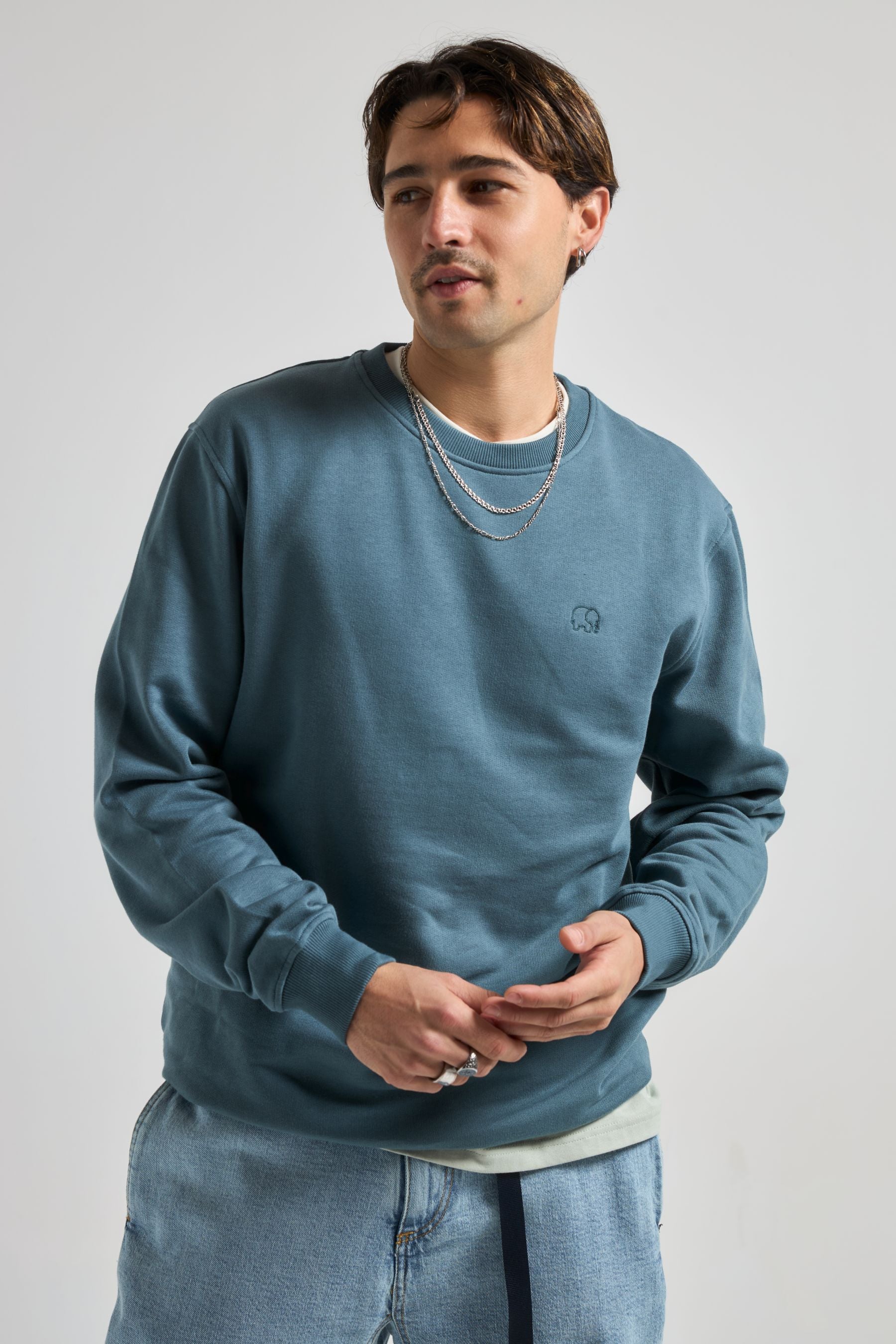 Image of Trendsplant mannen vegan Sweatshirt Essential Diepgroenblauw
