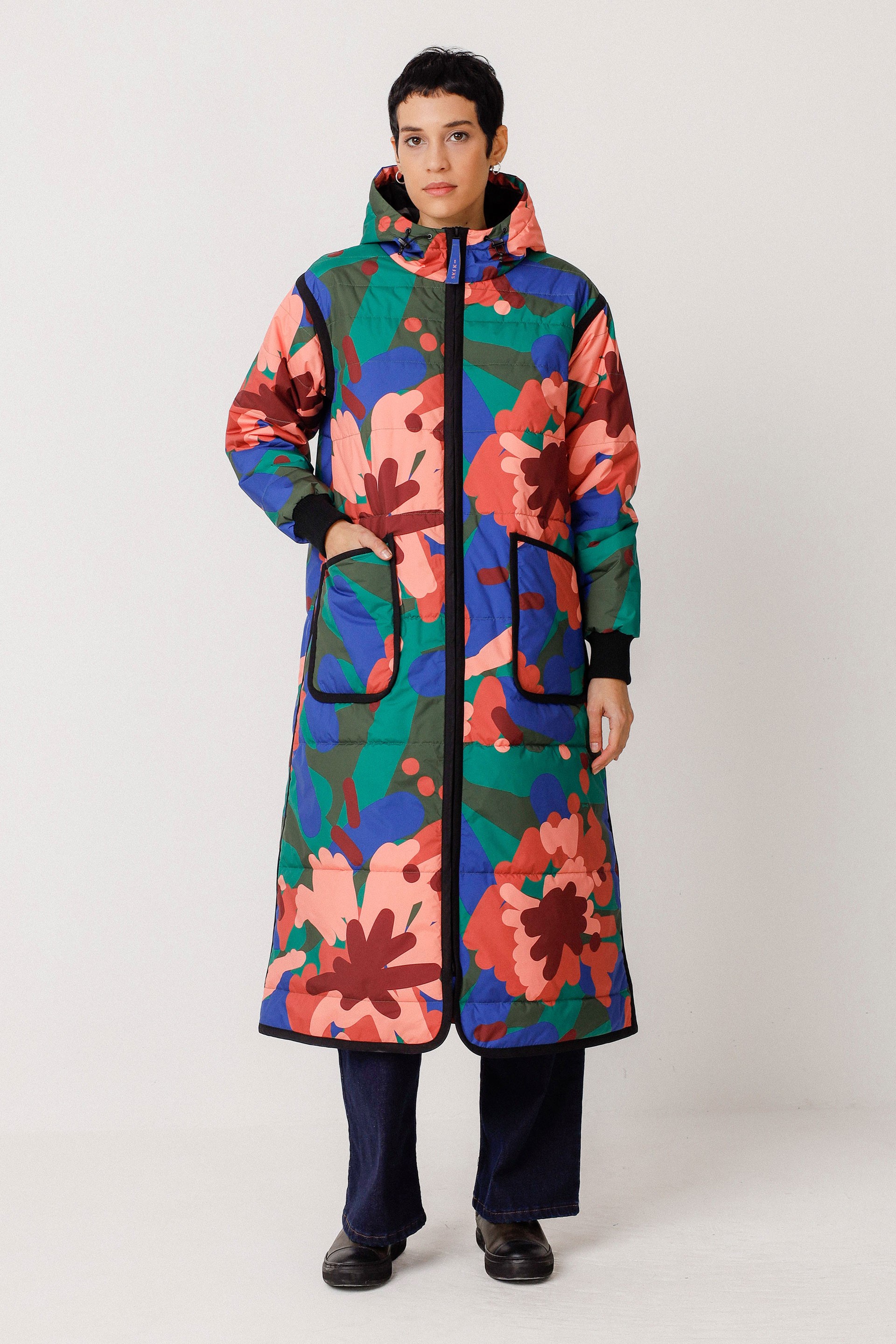 SKFK Damen vegan Mantel Elai Gesteppt Mehrfarbig