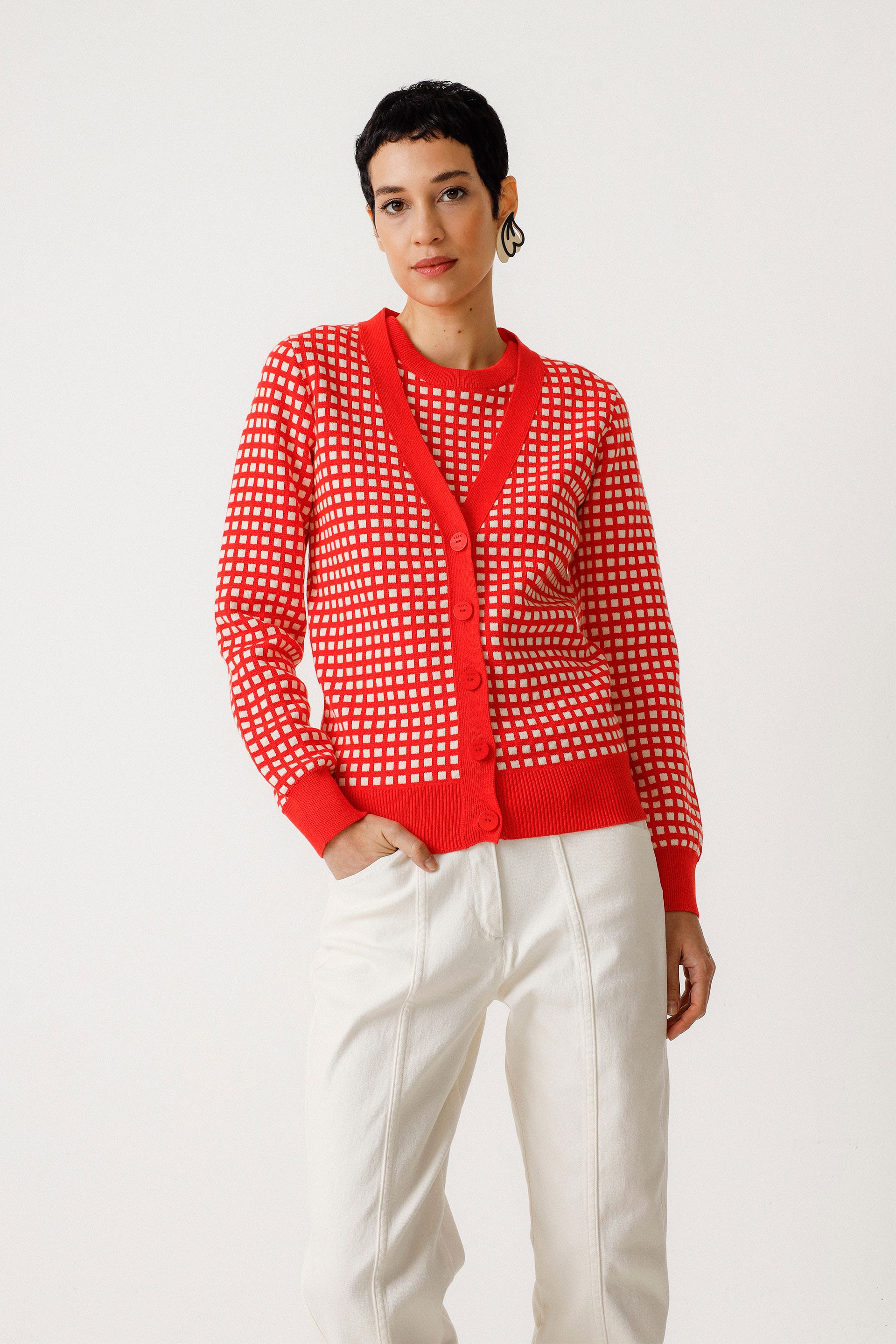 Image of SKFK dames vegan Gebreid Vest Alize Rood
