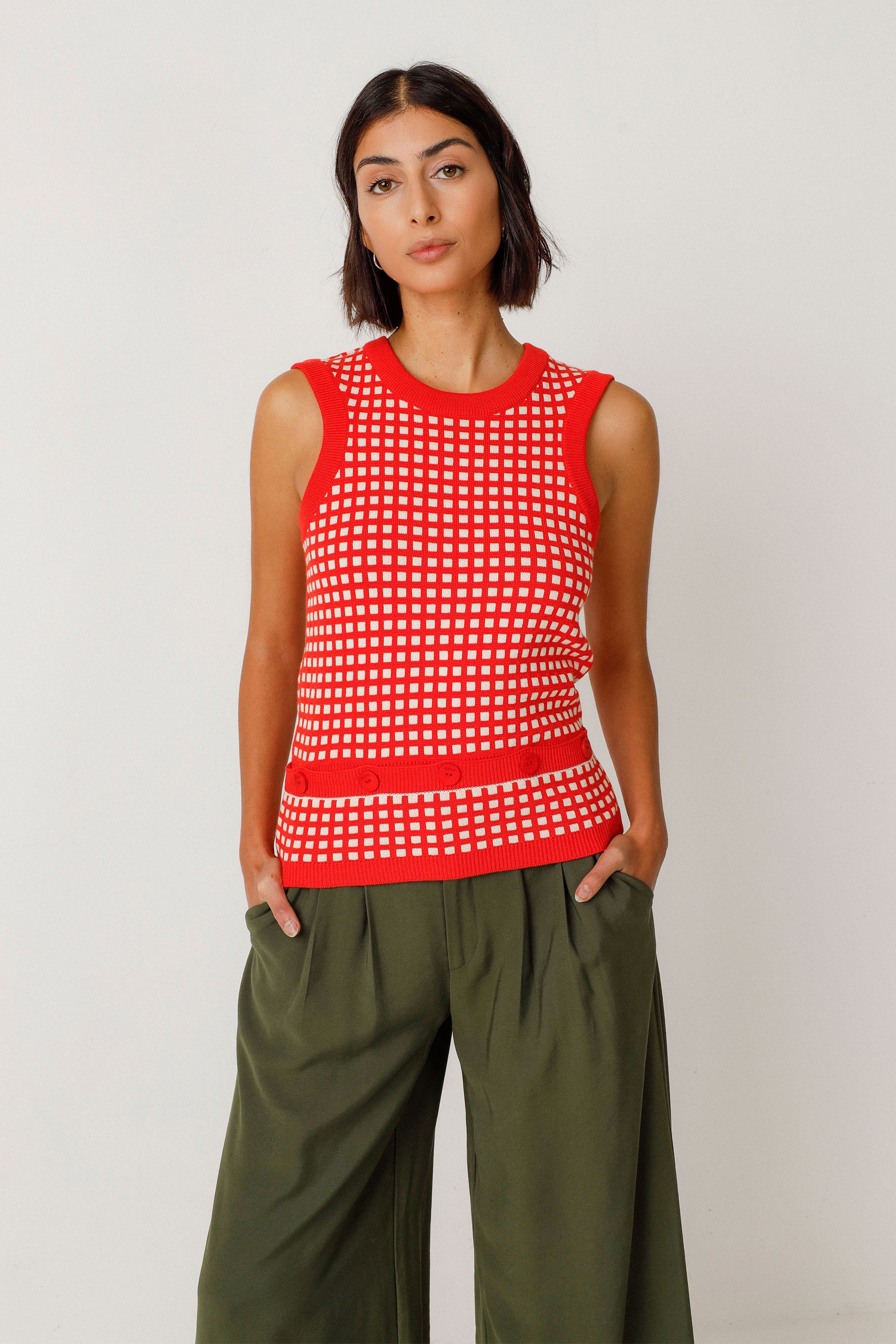 Image of SKFK dames vegan Gebreid T-Shirt Xuhare Rood