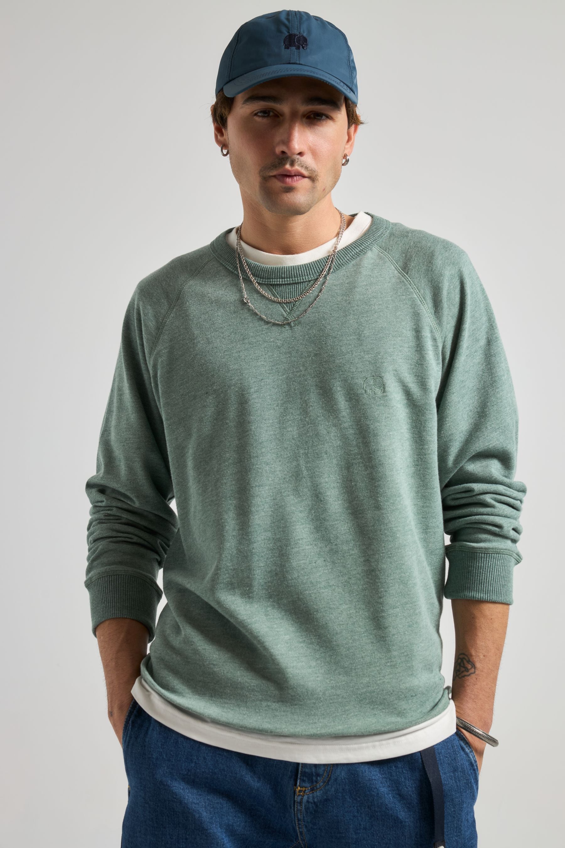 Image of Trendsplant mannen vegan Trui Essential Lichtgewicht Zoutgroen