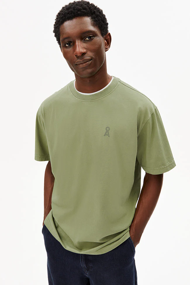 Image of ARMEDANGELS mannen vegan T-Shirt Maarkos Fatigue Green