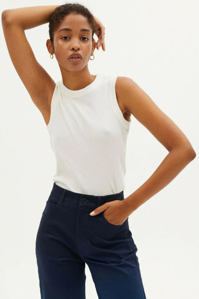 Thinking MU womens vegan Tank Top Juliette White