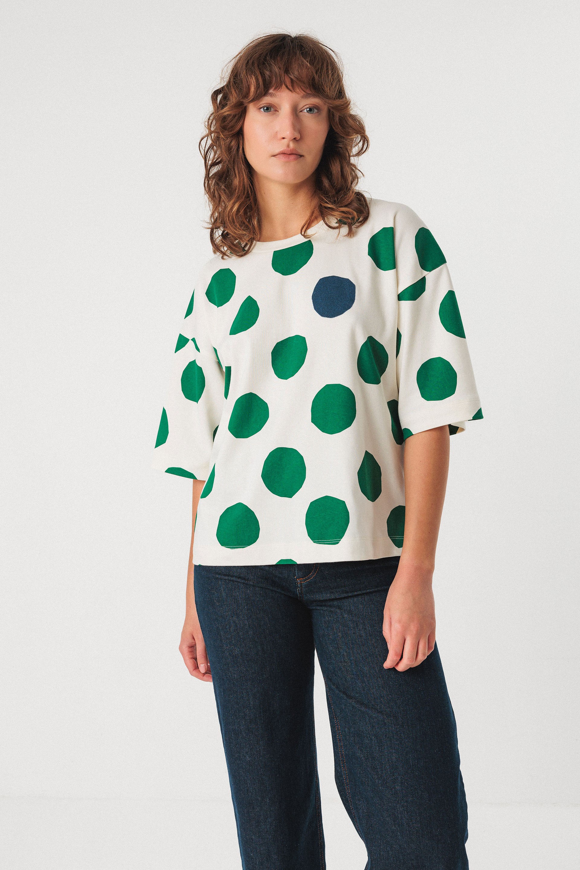 Image of SKFK dames vegan T-Shirt Lariz Wit/Groen