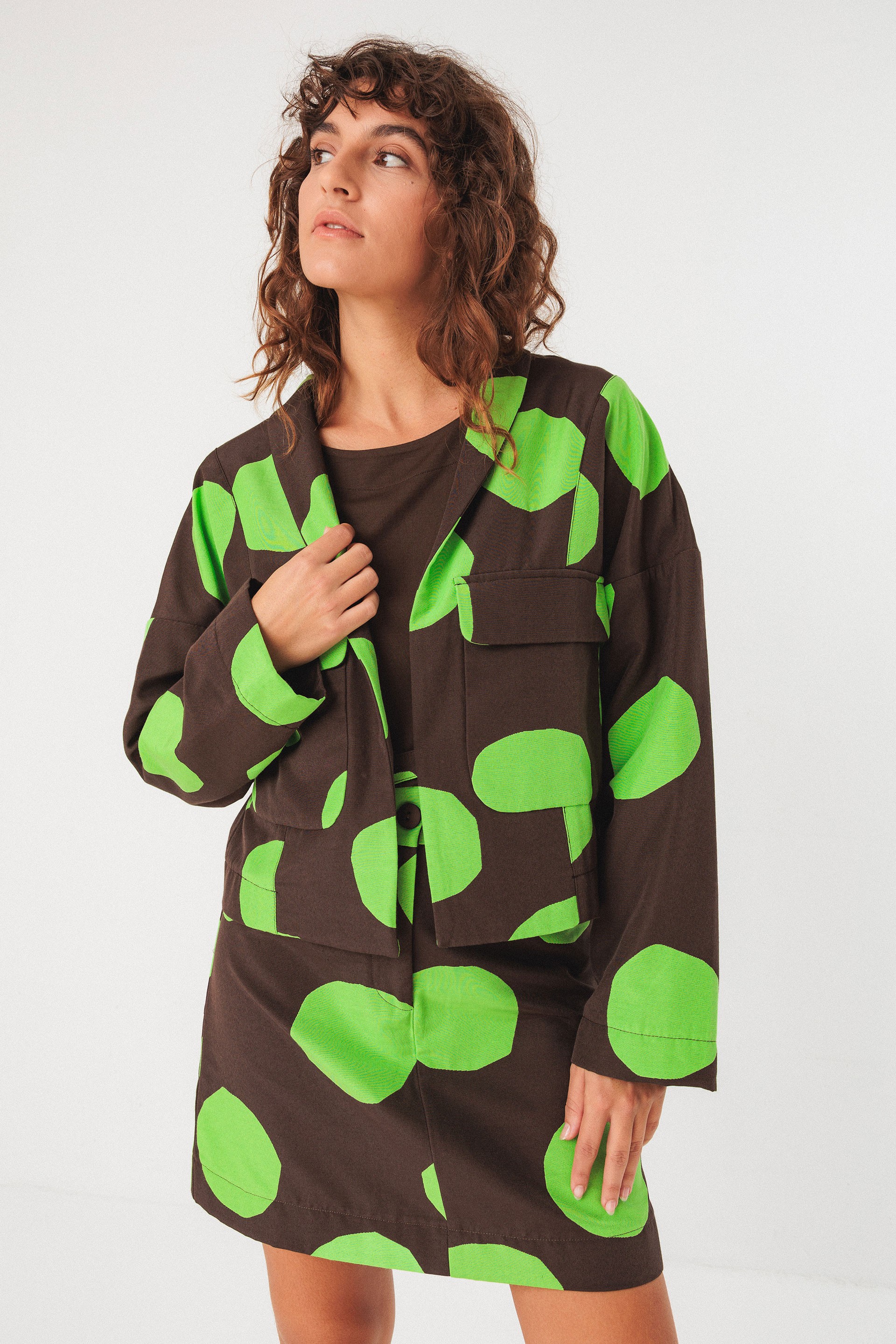 SKFK Damen vegan Jacke Kuntze Kurz Braun/Grün