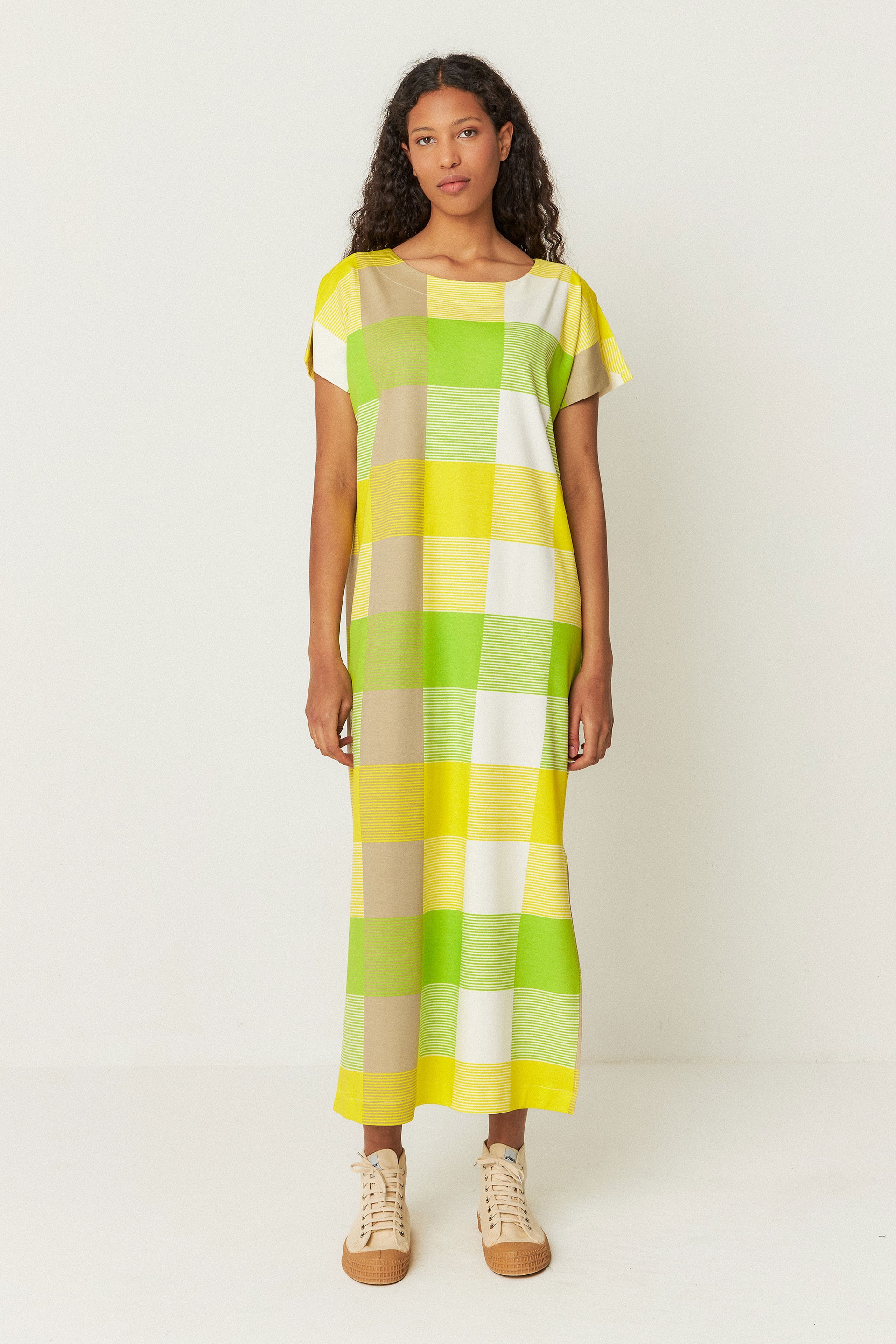 SKFK Damen vegan Kleid Iris Gelb/Gr&Atilde;&frac14;n
