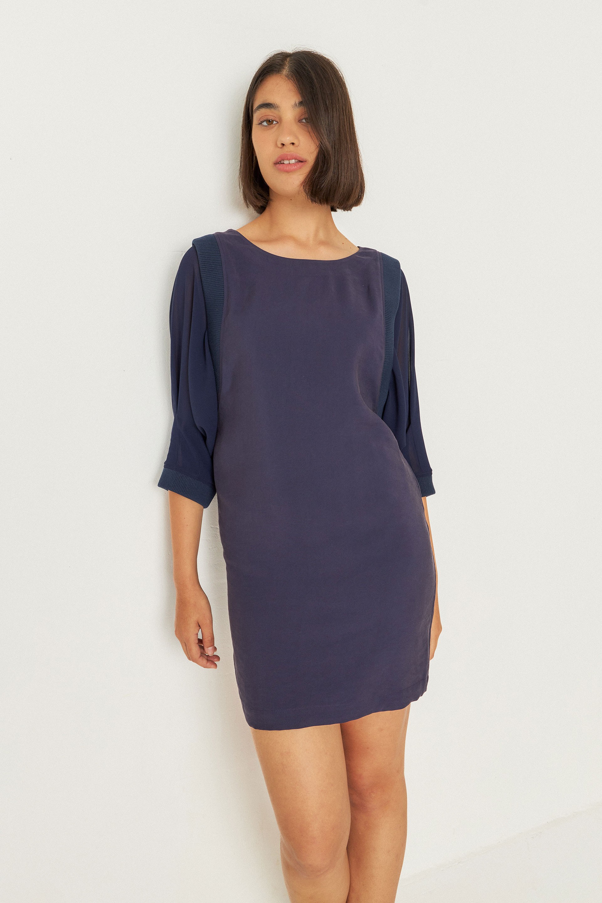 SKFK Damen vegan Kleid Adaie Marineblau