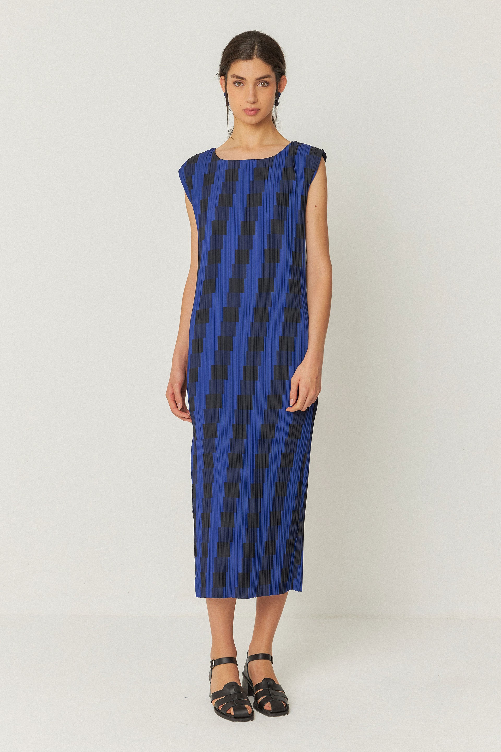 SKFK Damen vegan Kleid Idurre Blau/Schwarz