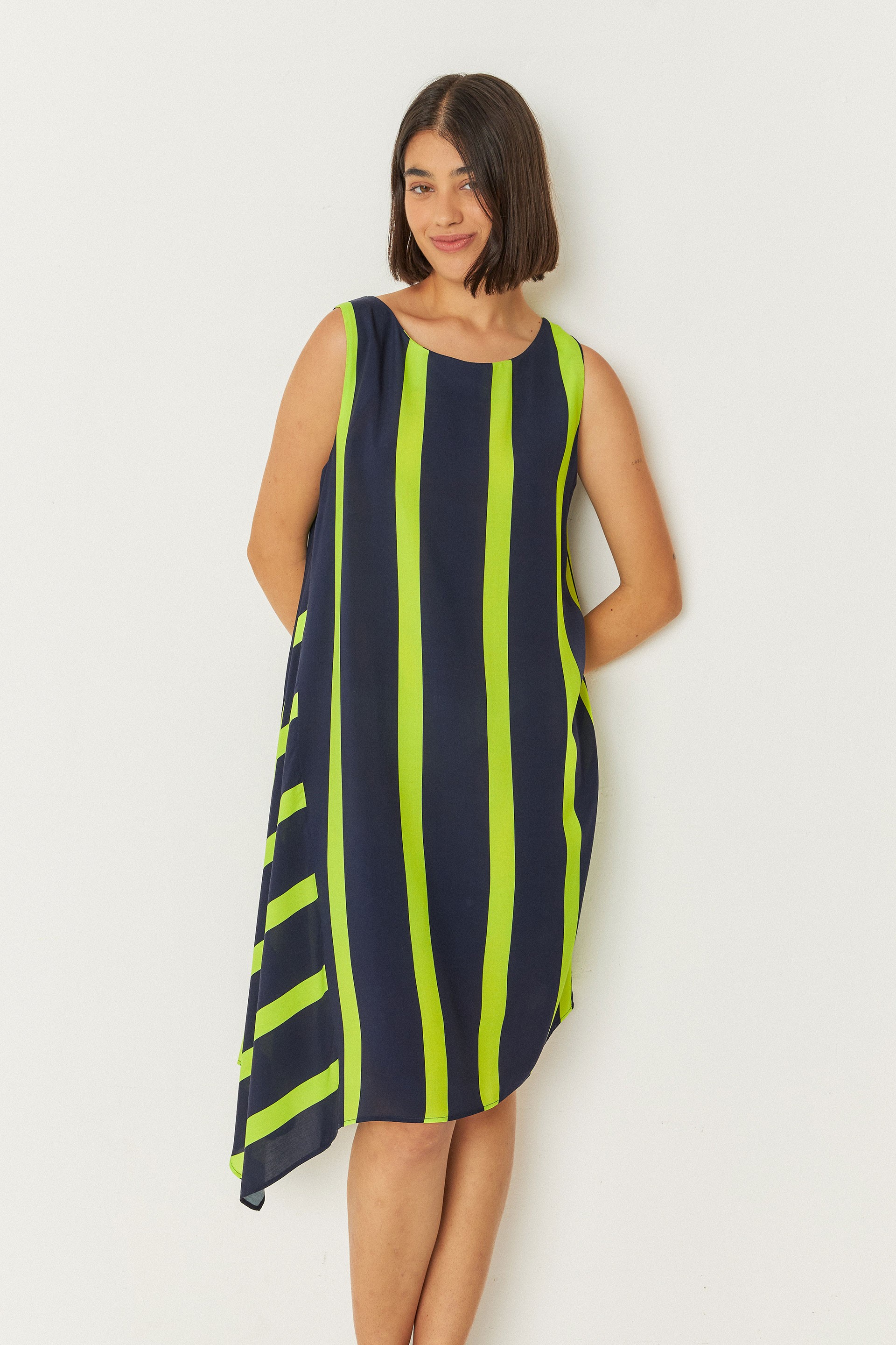 SKFK Damen vegan Kleid Junkal Marineblau/Gr&Atilde;&frac14;n