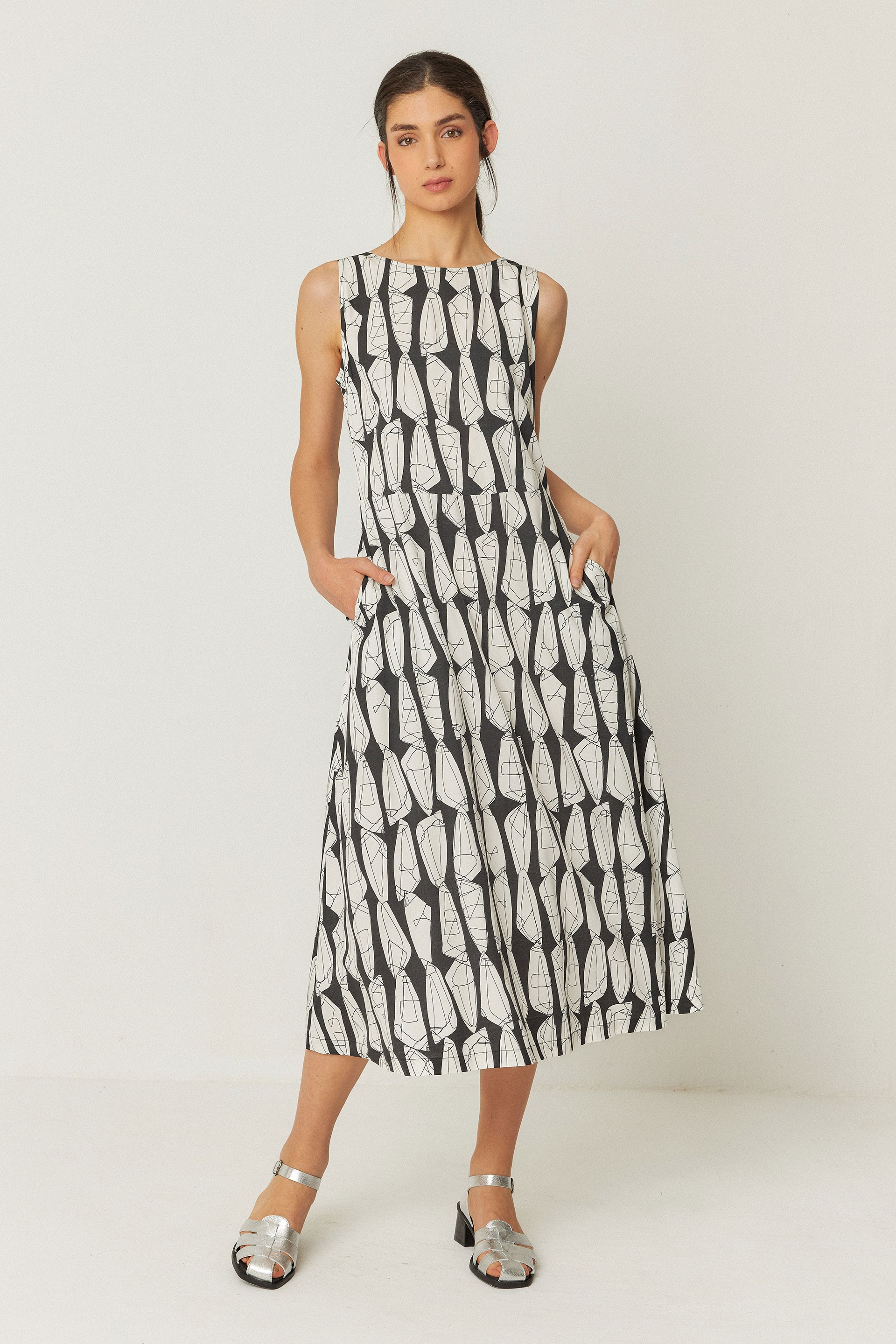 SKFK Damen vegan Kleid Erge Schwarz/Wei&Atilde;Ÿ